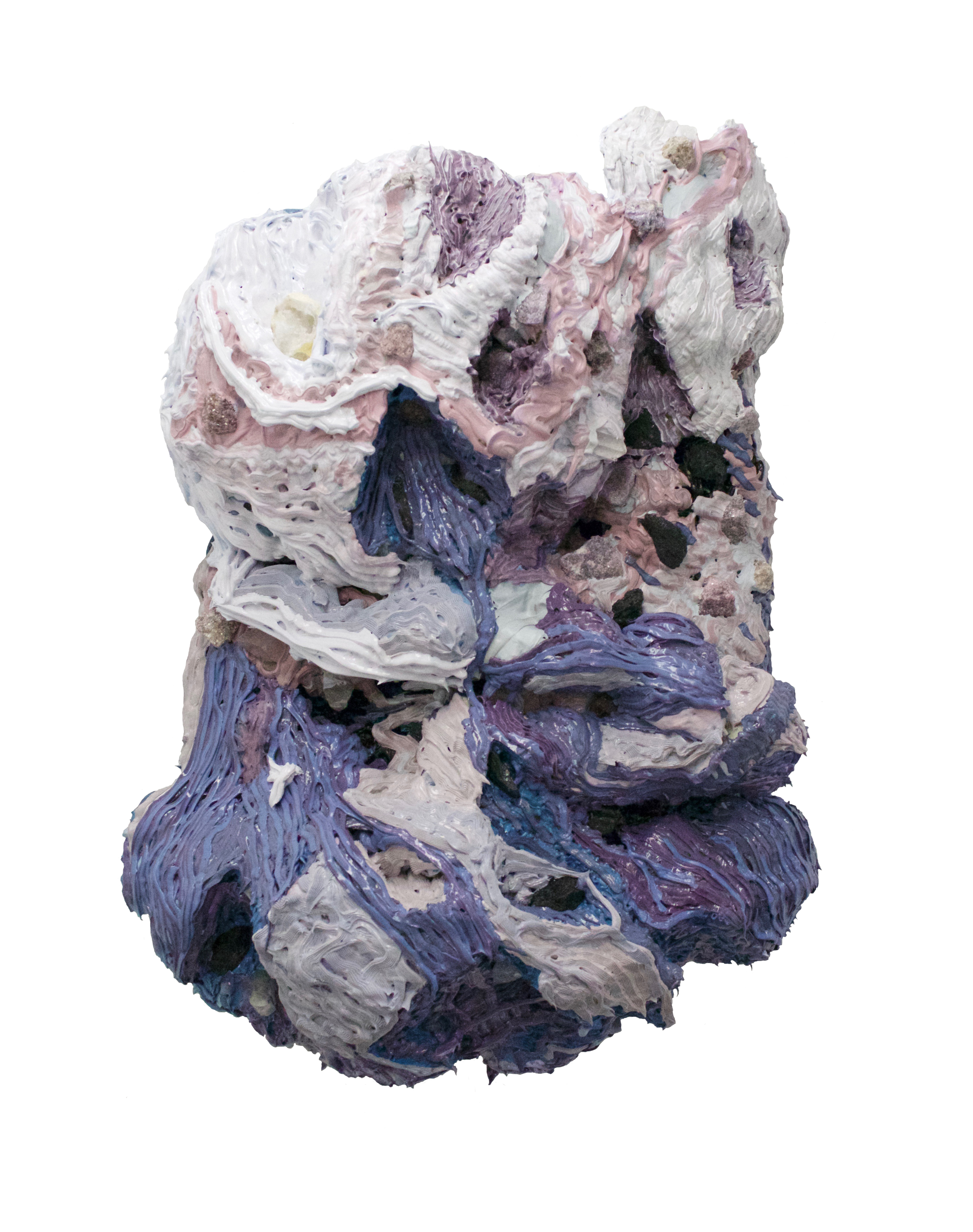 Conduits acrylic, stone, geode, foam on panel 26 x 24" 2016