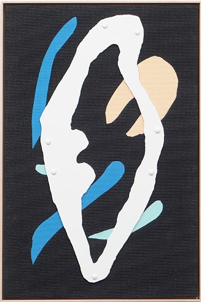 shell orbit hand-cut PVC yoga mat, powder-coated aluminum and hardware on wood panel 36x24 inches_2016.jpg