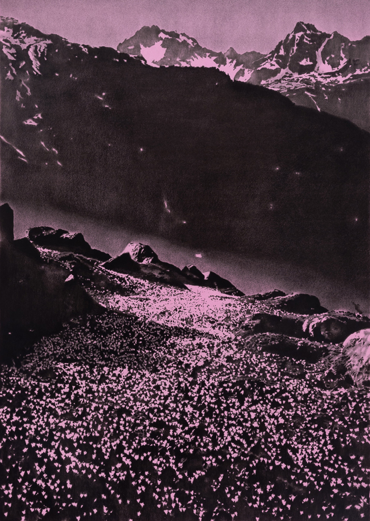 Convincing Us that the Desert Was a Starscape carbon pencil, charcoal, and acrylic on paper on panel 38x27" 2016
