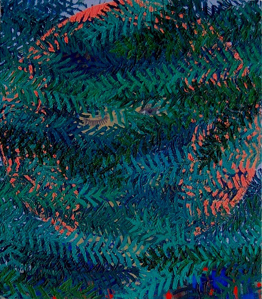 Self Portrait in the Woods Oil and paper on canvas 16in x 14" 2015