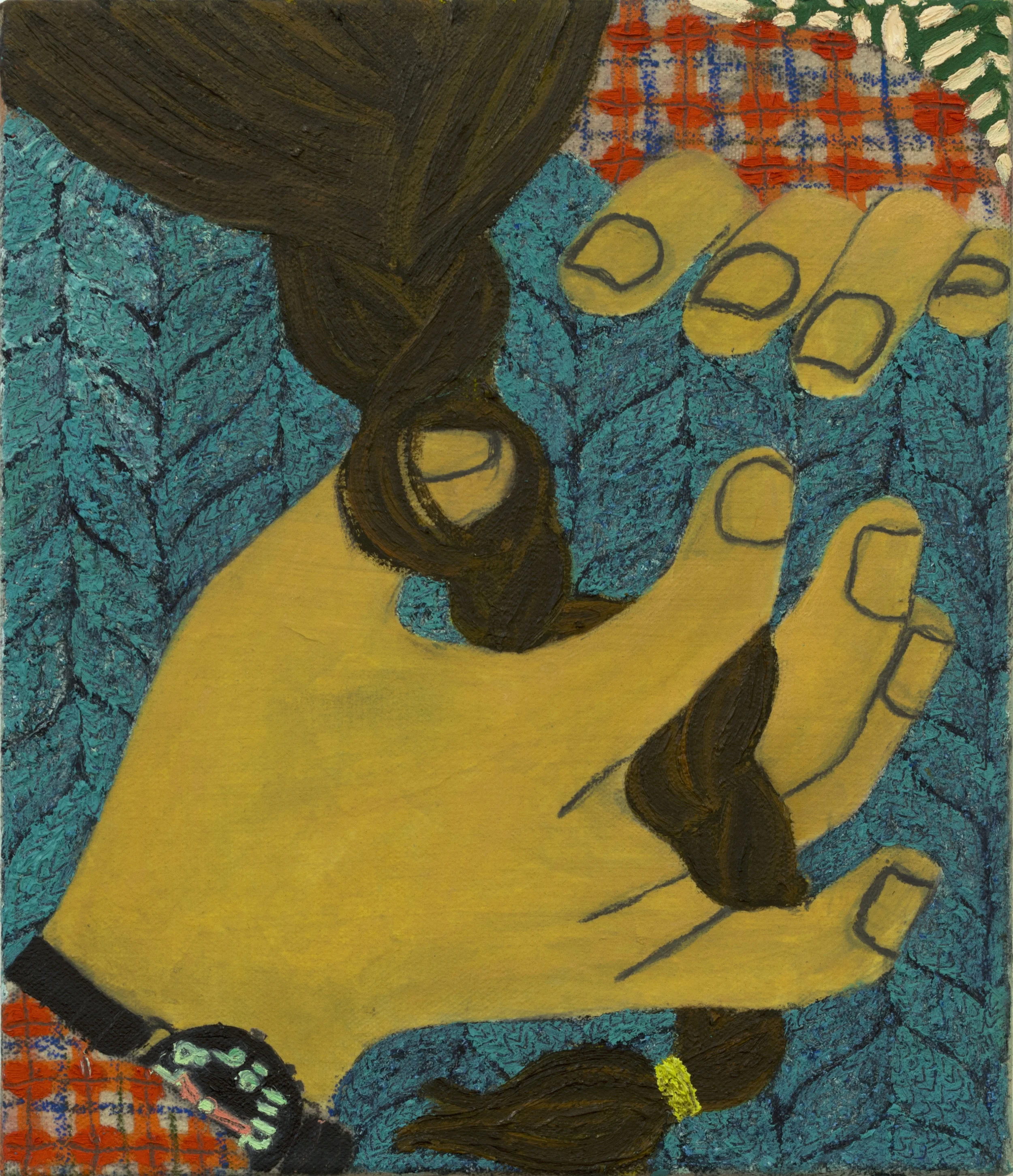 Braid Touch Oil and paper on canvas 10in x 8" 2015