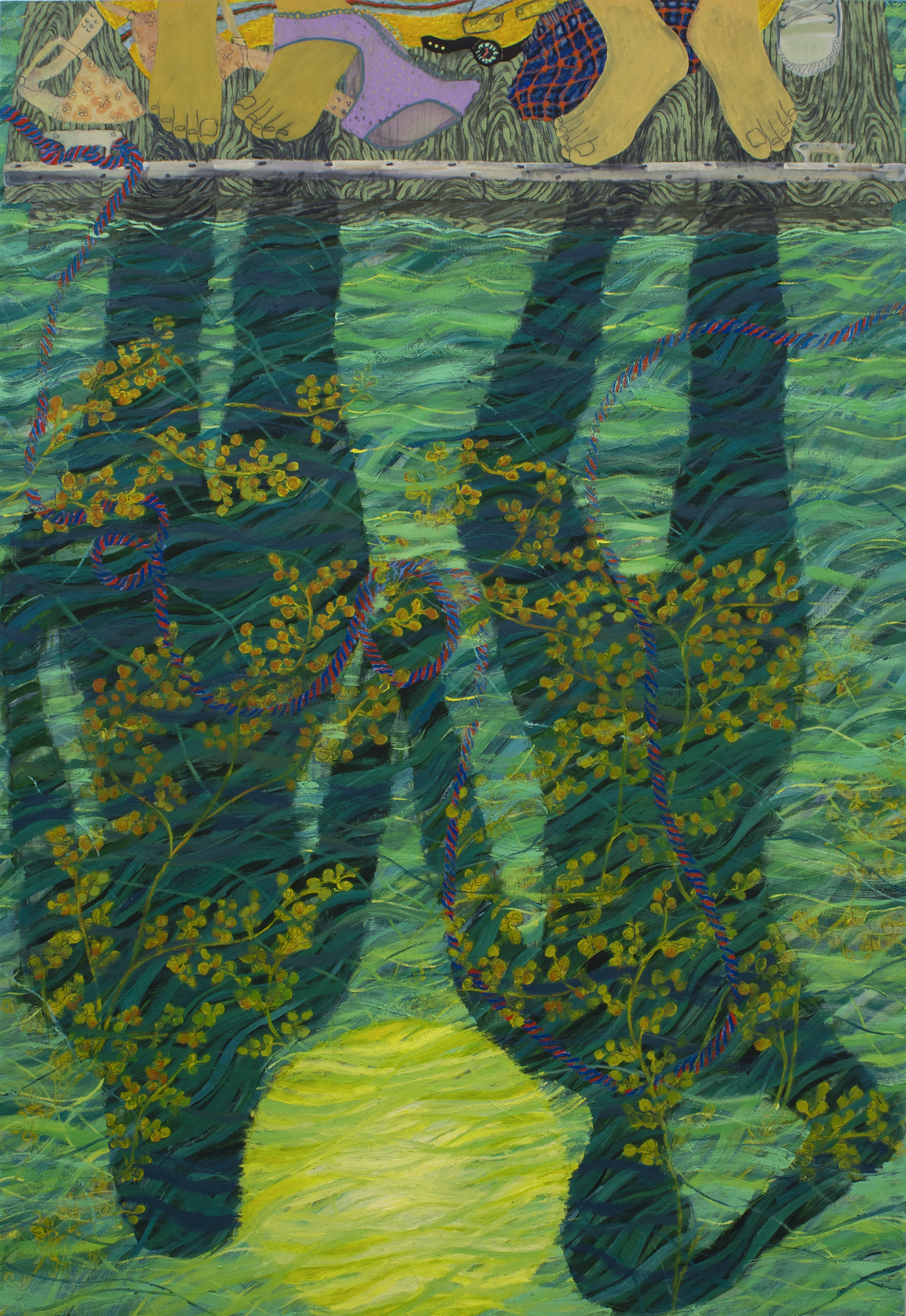 Shadown People Oil and paper on canvas 72 x 50" 2016