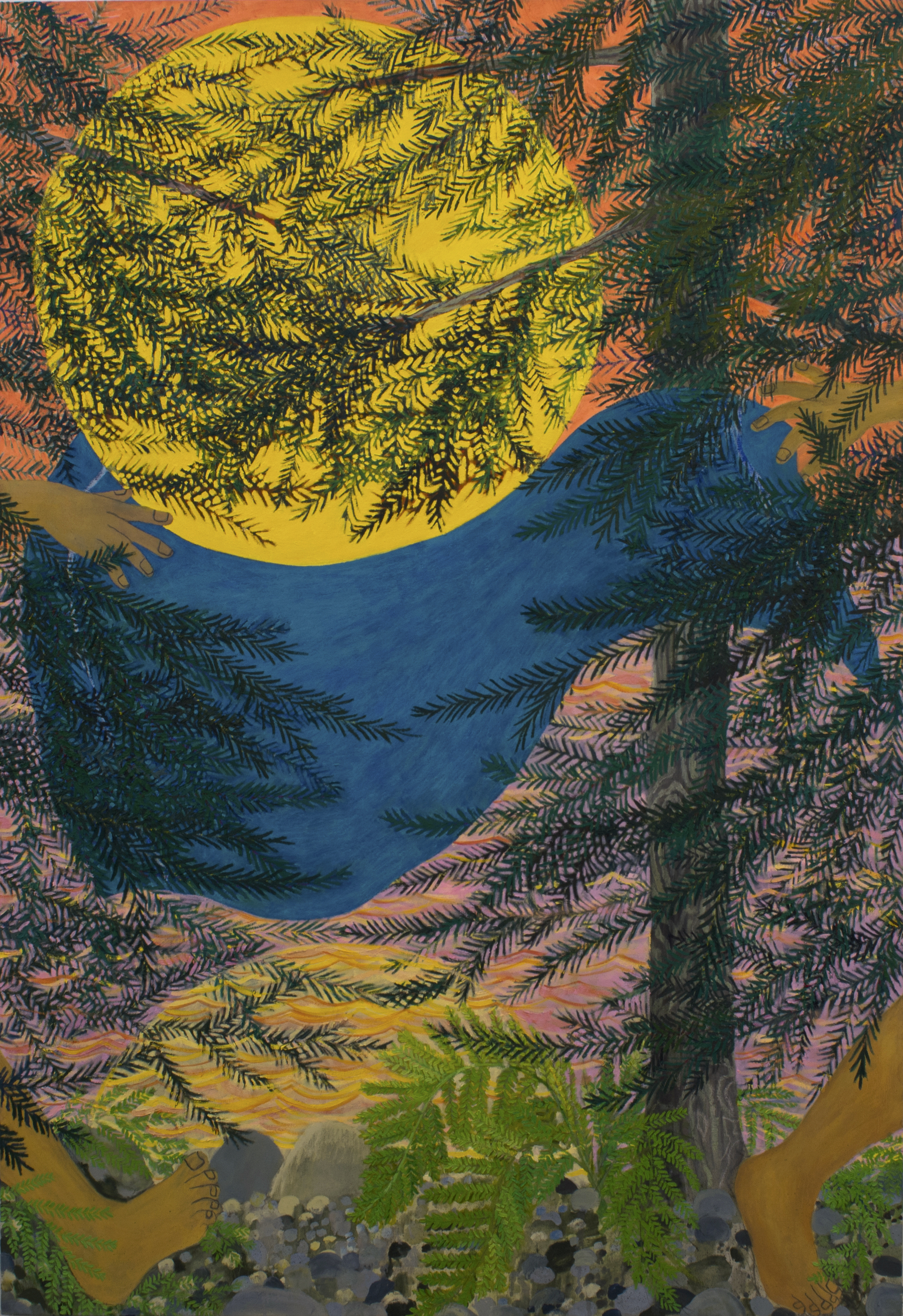 Towel Chase Oil and paper on canvas 72 x 50" 2017