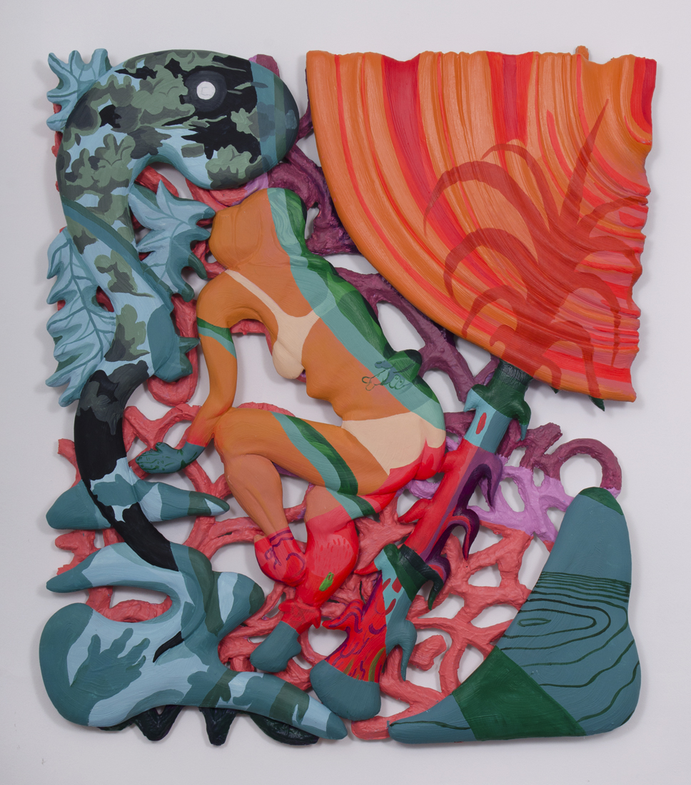 Night Swim foam, plaster, acrylic, fiberglass 54 x 50 x 2" 2017