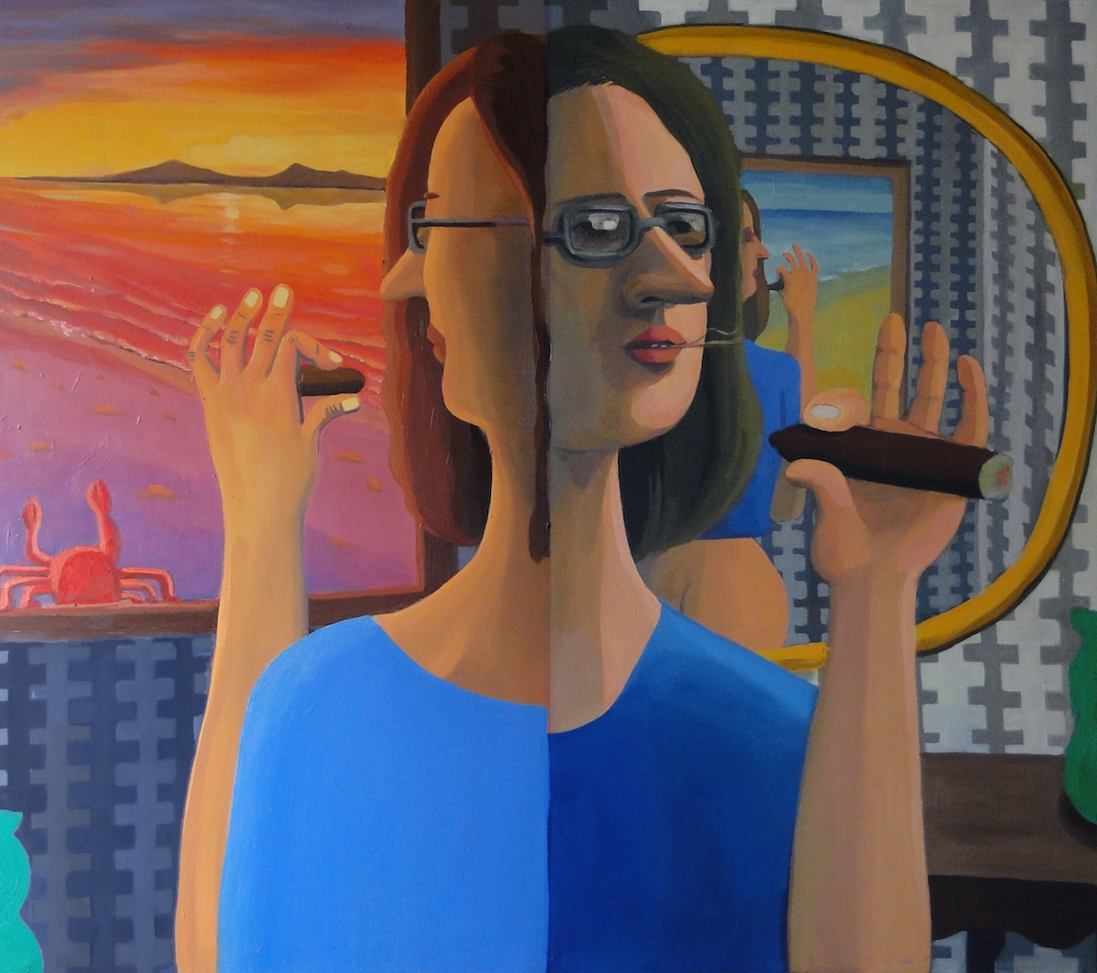 Woman with Cigar oil on canvas 50 x 44 inches 2016