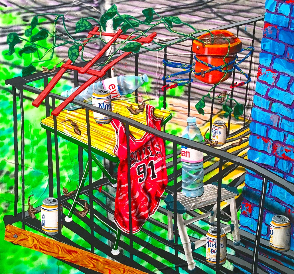 Untitled (fire escape) acrylic on canvas 30 x 32 inches 2016