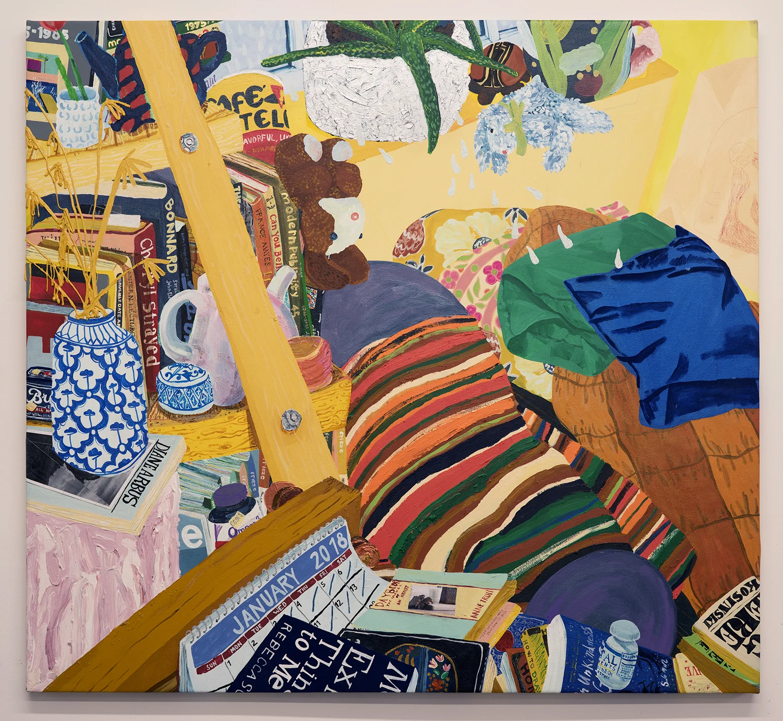 Bedstuy Bedroom Acrylic and paper on canvas 48 x 44 inches 2018