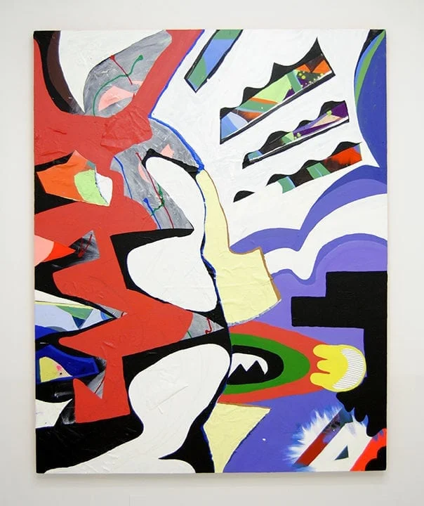 Overpass Flasche, acrylic, enamel, ink, silk, Mylar, paper on canvas 72 x 60 inches 2016