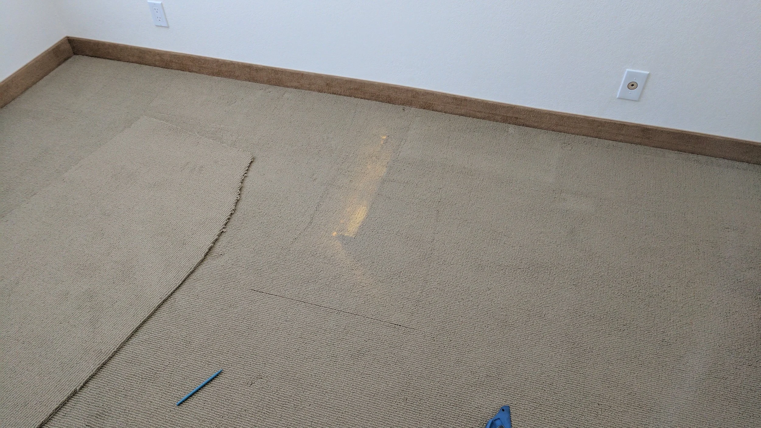 The Damage

Description: A prominent, unsightly bleach stain right in the middle of a high-traffic room that looked impossible to fix.
