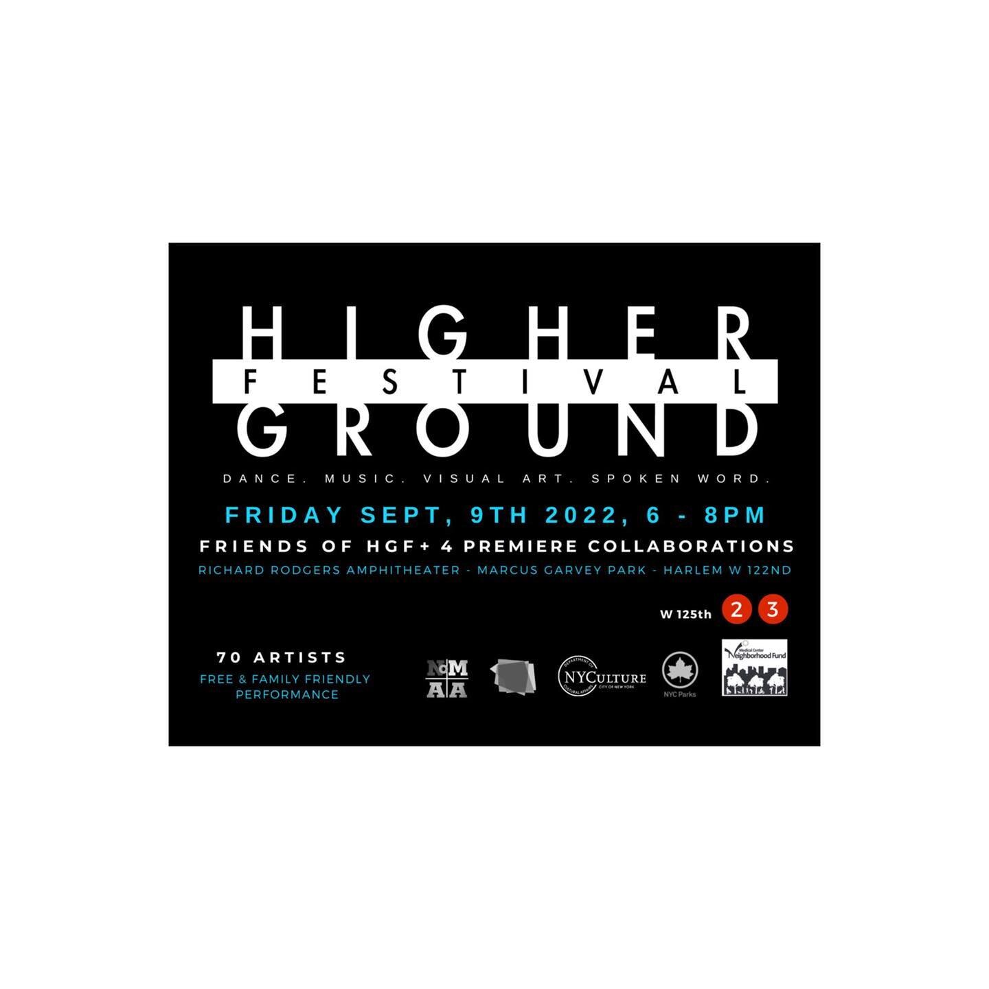 Higher Ground Festival // September 9 // 6-8pm // Richard Rodgers Amphitheater, Marcus Garvey Park, New York, NY

in collaboration with @donniewelchpoetry 

presenting new stage work (first time in 2 years) thanks to -
@kellyntate 
@colinminigan 
@hi
