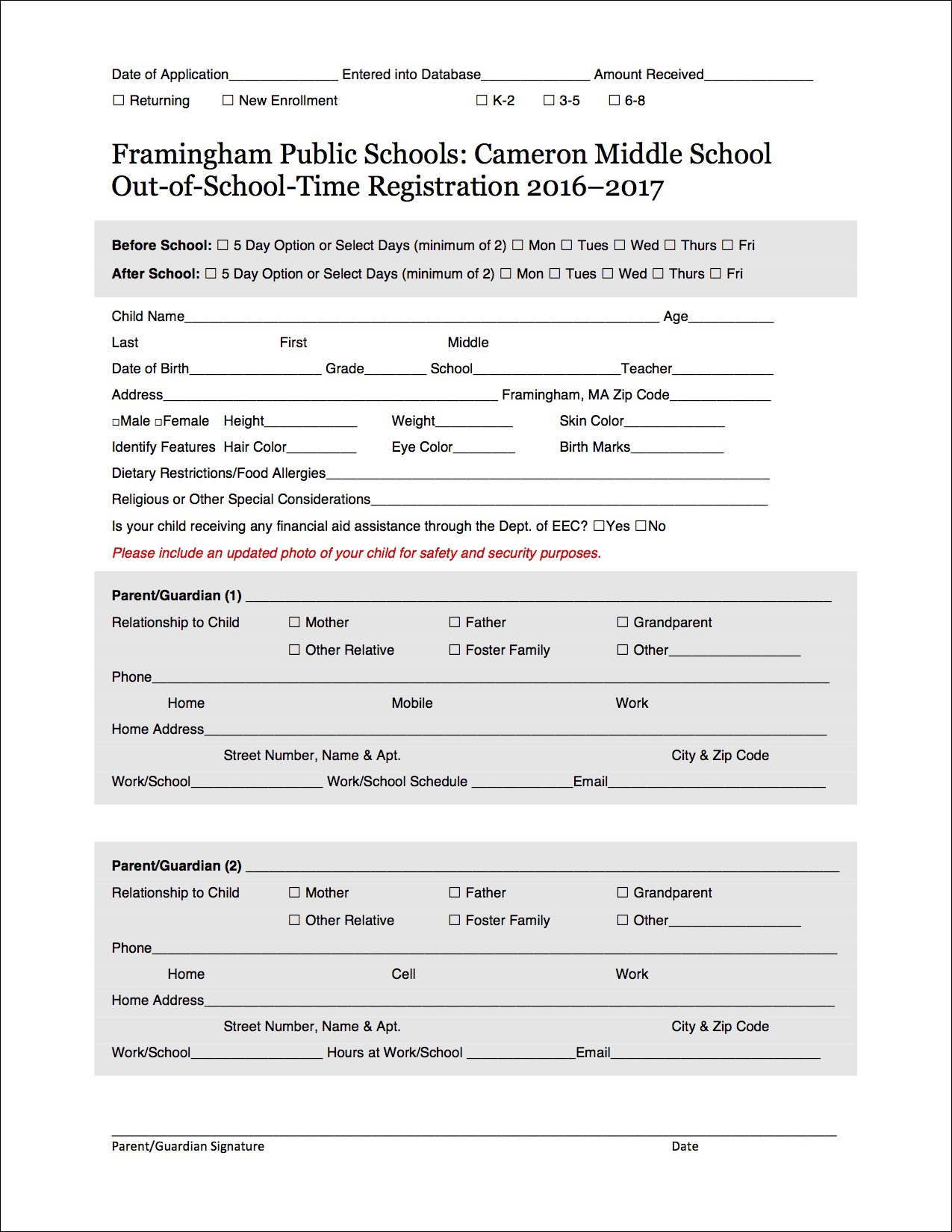 Registration Form – After