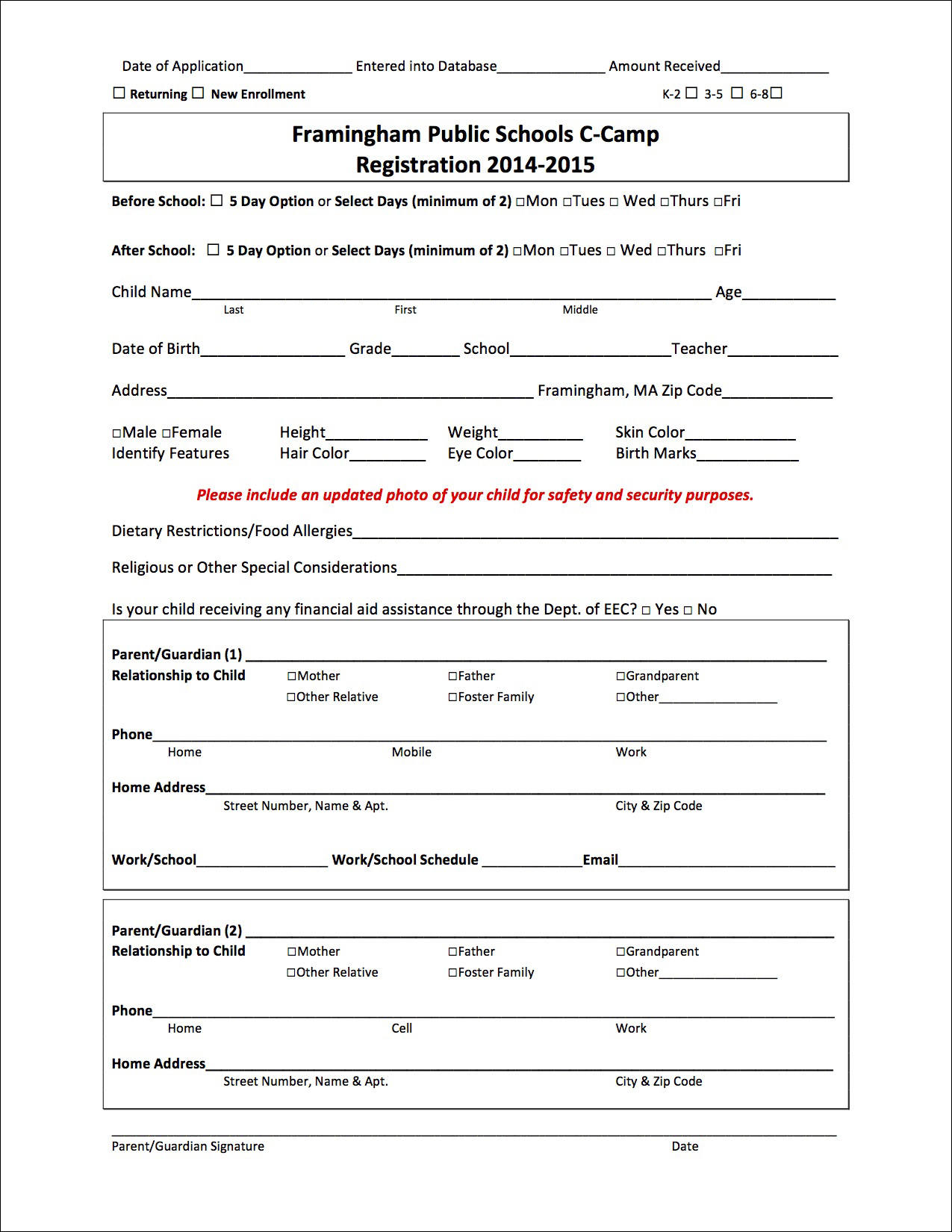 Registration Form – Before