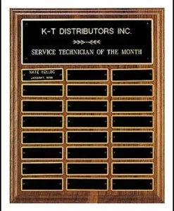 24 Plate Perpetual PlaqueSolid American Walnut 24 Plate Perpetual PlaqueMeasures 12″ X 15″Price of $150.00 does not include engraving. Cost to engrave each individual plate is $10