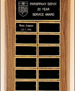 12 Plate Perpetual Plaque Solid American Walnut with 12 individual plates. Measures 11″ x 15″ Price of $135.00 does not include engraving. Cost to engrave each individual plate is $10