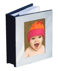 Chrome Open Front Baby AlbumChrome album holds 100 4×6 photos and has a photo holder on front. What’s nice about chrome is that it doesn’t tarnish and therefore doesn’t require polishing.Specify horizontal or vertical orientation for engraving. Pric…