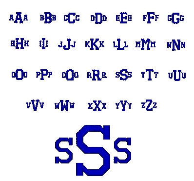 Full Block Monogram - Click to see all of the characters.