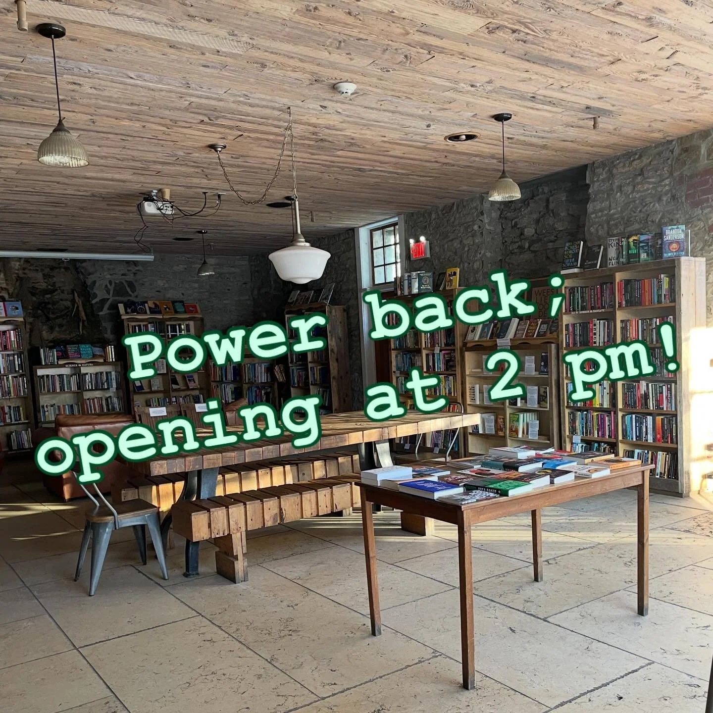 Power&rsquo;s back and our crew is on their way in. Open at 2ish!