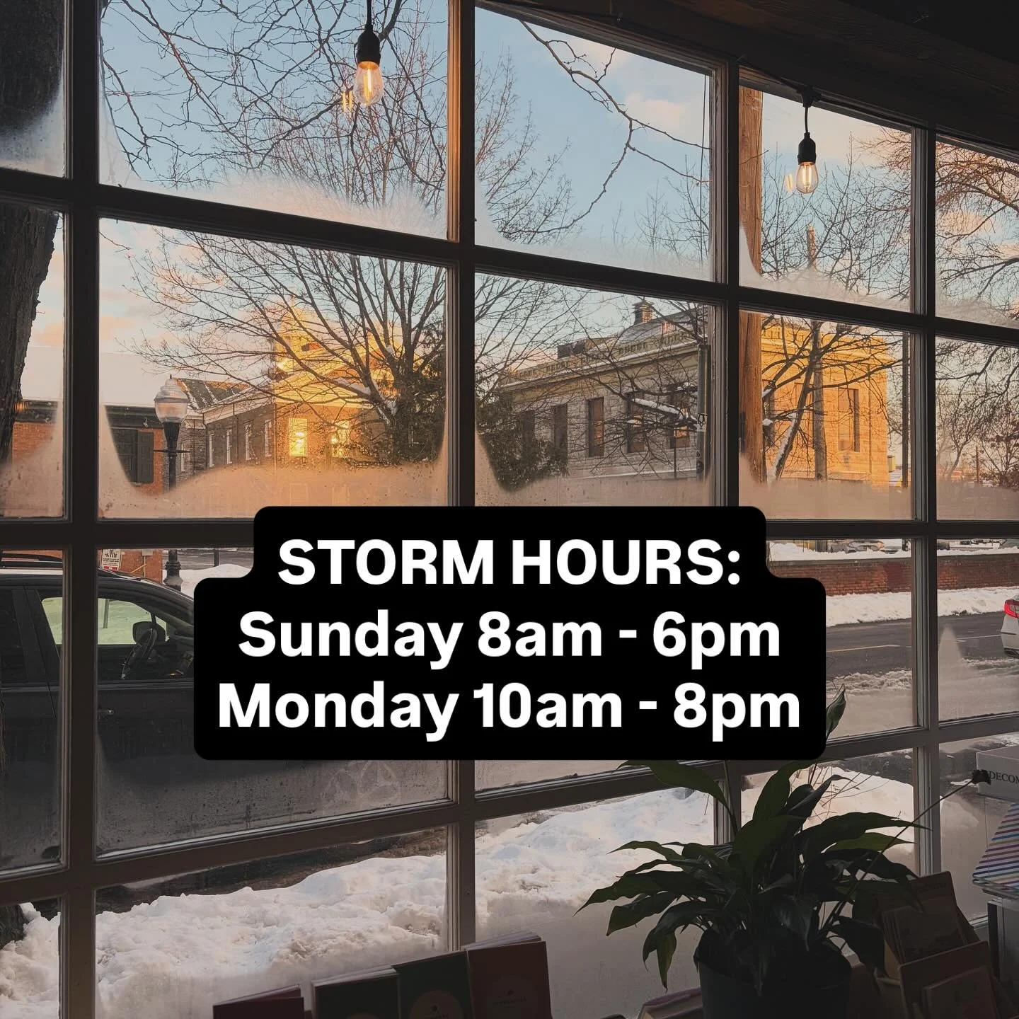Here we go again!!

Right now, forecasts for the Sun-Mon storm are hovering around 12-18&rdquo;.

As a result, we plan to close early at 6pm on Sunday evening, and open late on Monday morning at 10am.

This is a fluid situation, and last time around 