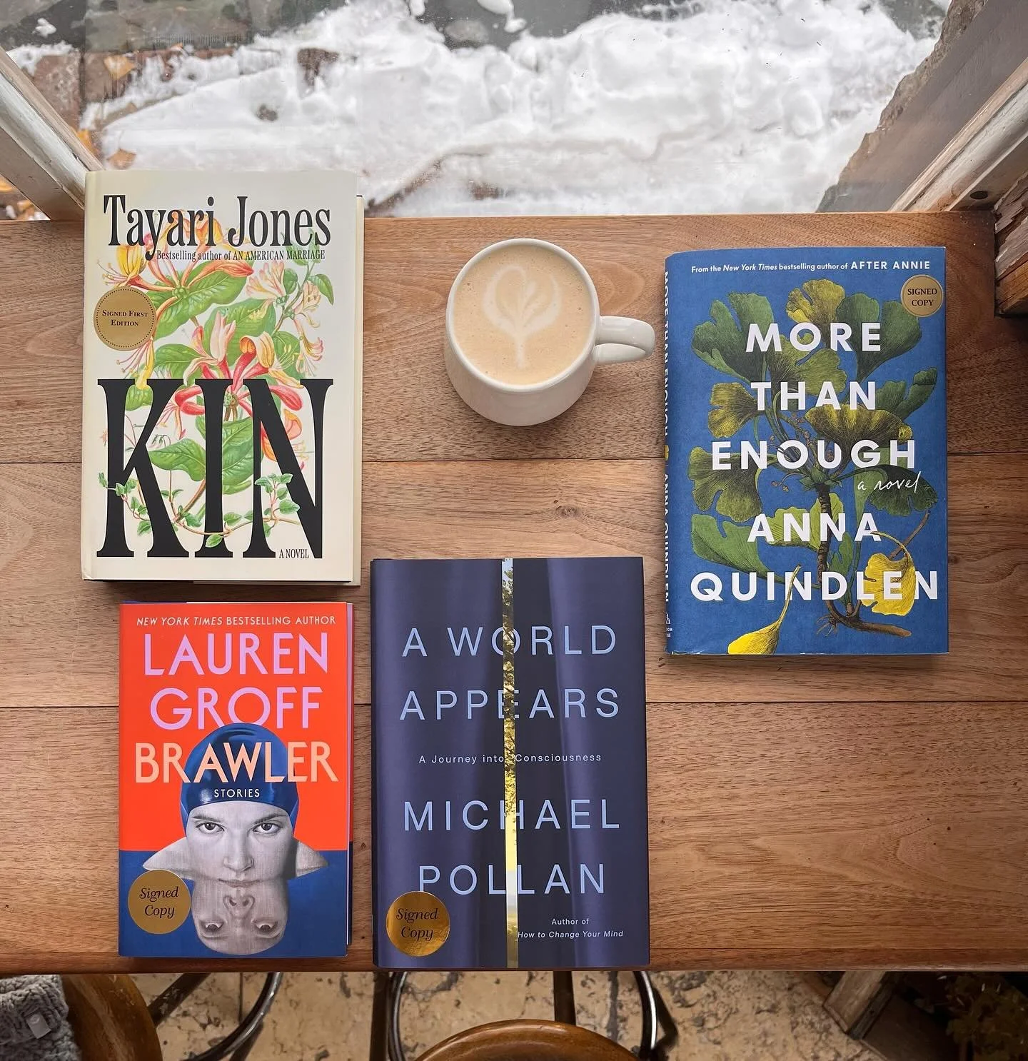 A small but mighty #newtitletuesday, with four major titles to thoroughly chase the winter blues away (and they're all signed! while supplies last!) 

Open til 8, come get a book and a bev and say hi! Drop in for the Policy &amp; Politics book club a