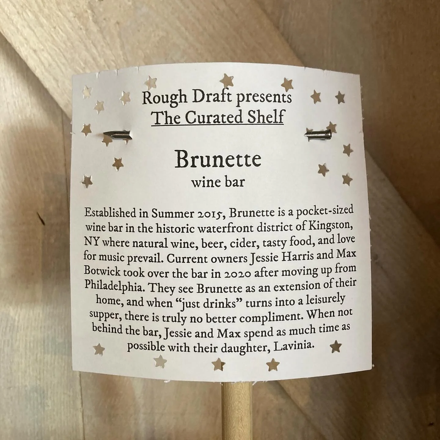 This month's Curated Shelf is brought to you by... @brunettewinebar! 

There are many terrific bars here in Kingston, but everybody who has ever walked through the door of Brunette know that it is a special place: great tunes, spectacular wines, deli
