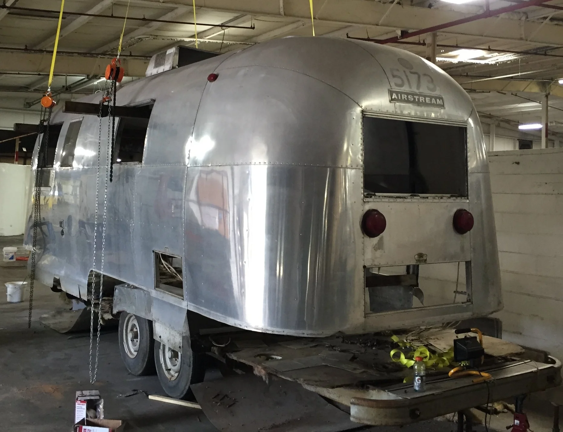 Before we (and by we I mean my extremely supportive husband:) began putting her back together, we had to take Silvy D apart, completely apart. Shell off. Frame out. Brand new from the bottom up.