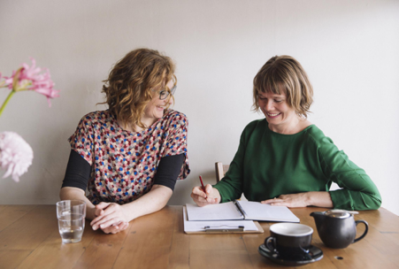 I’m on the left. On the right is Alison Arnold, co-founder of Word House.