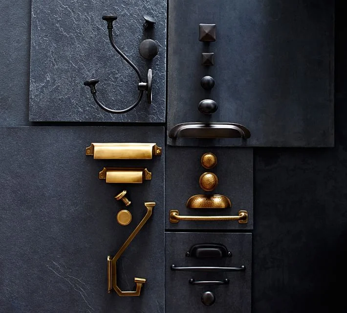 An array of hooks, knobs and pulls