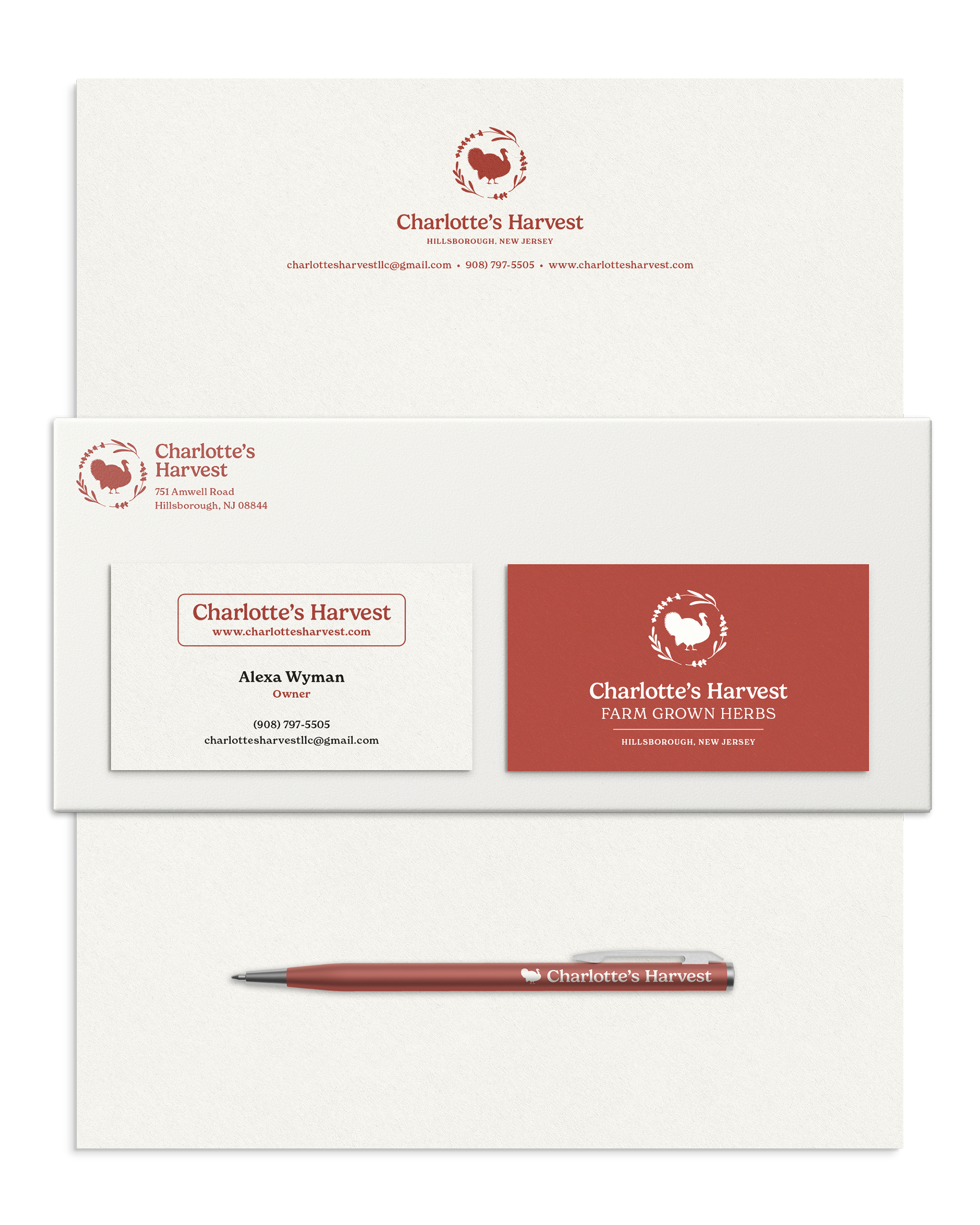 Business Stationery Set Designed for Charlotte's Harvest