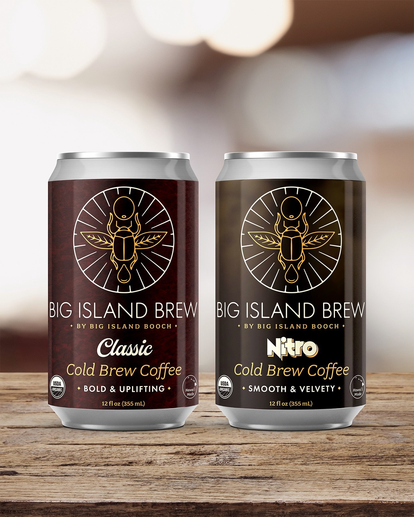Label designs for Big Island Brew (by Big Island Booch) Cold Brew Coffees. 

Big Island Booch asked me to design labels for a new spin-off beverage line, separate from their kombucha but still linked to their main brand. Their flagship logo uses a sq