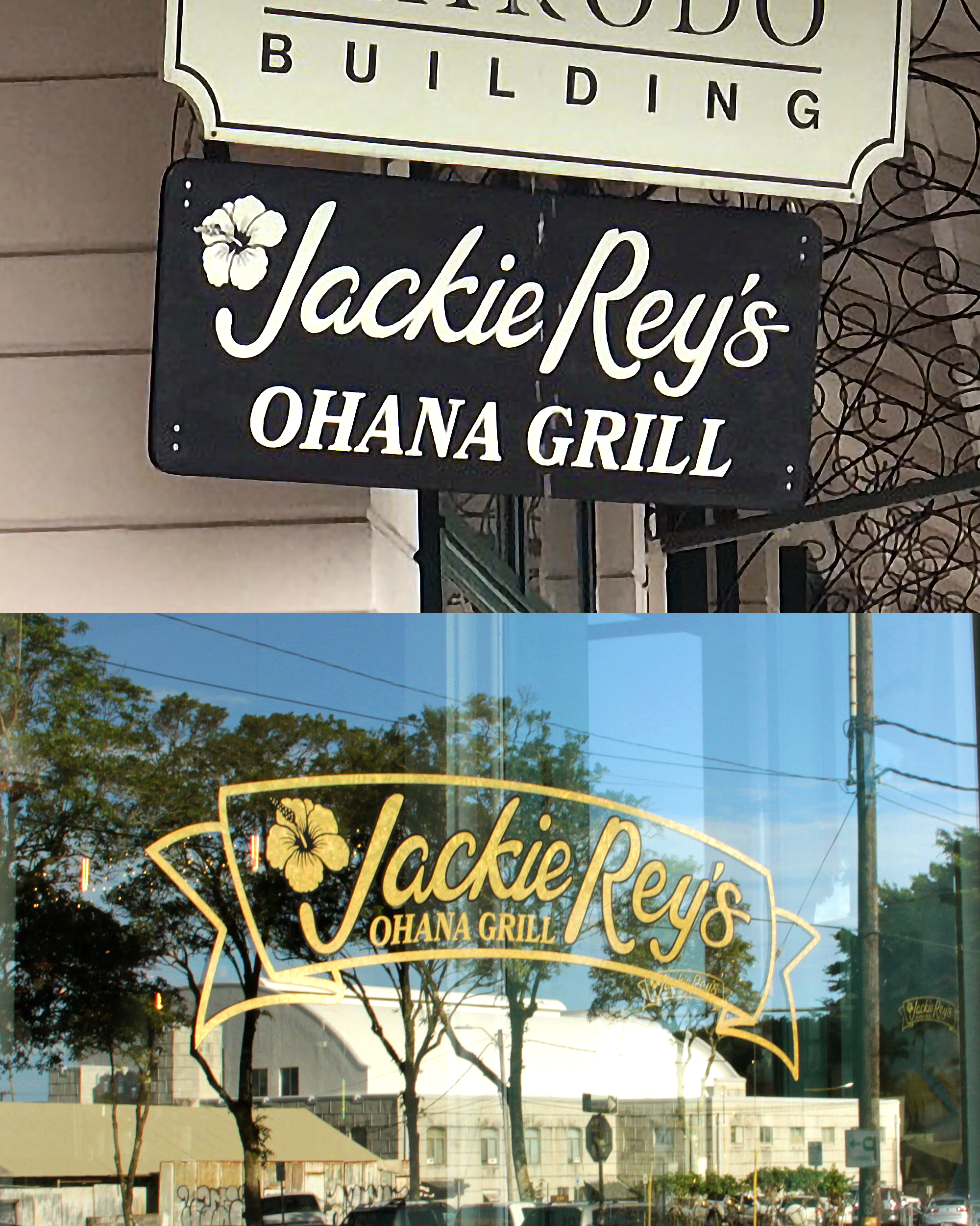 Restaurant Sign and Window Decals for Jackie Rey's Ohana Grill