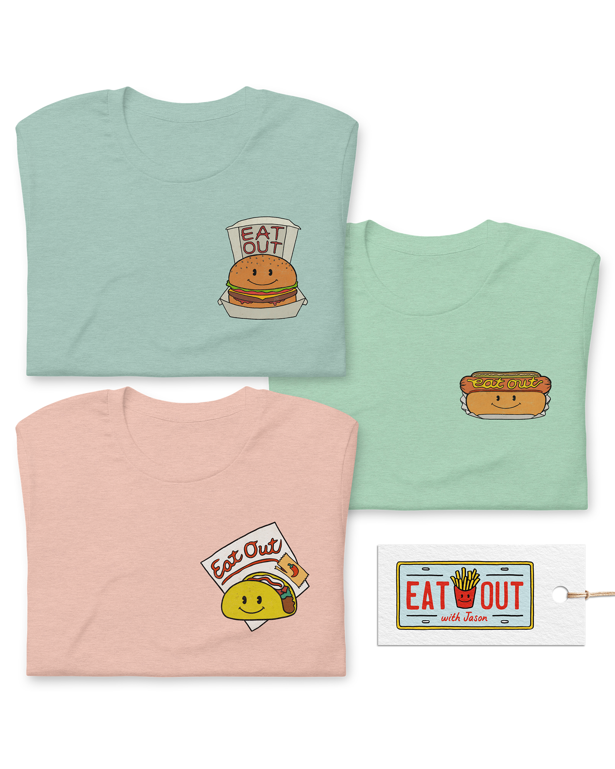 Merch Designs for Eat Out with Jason