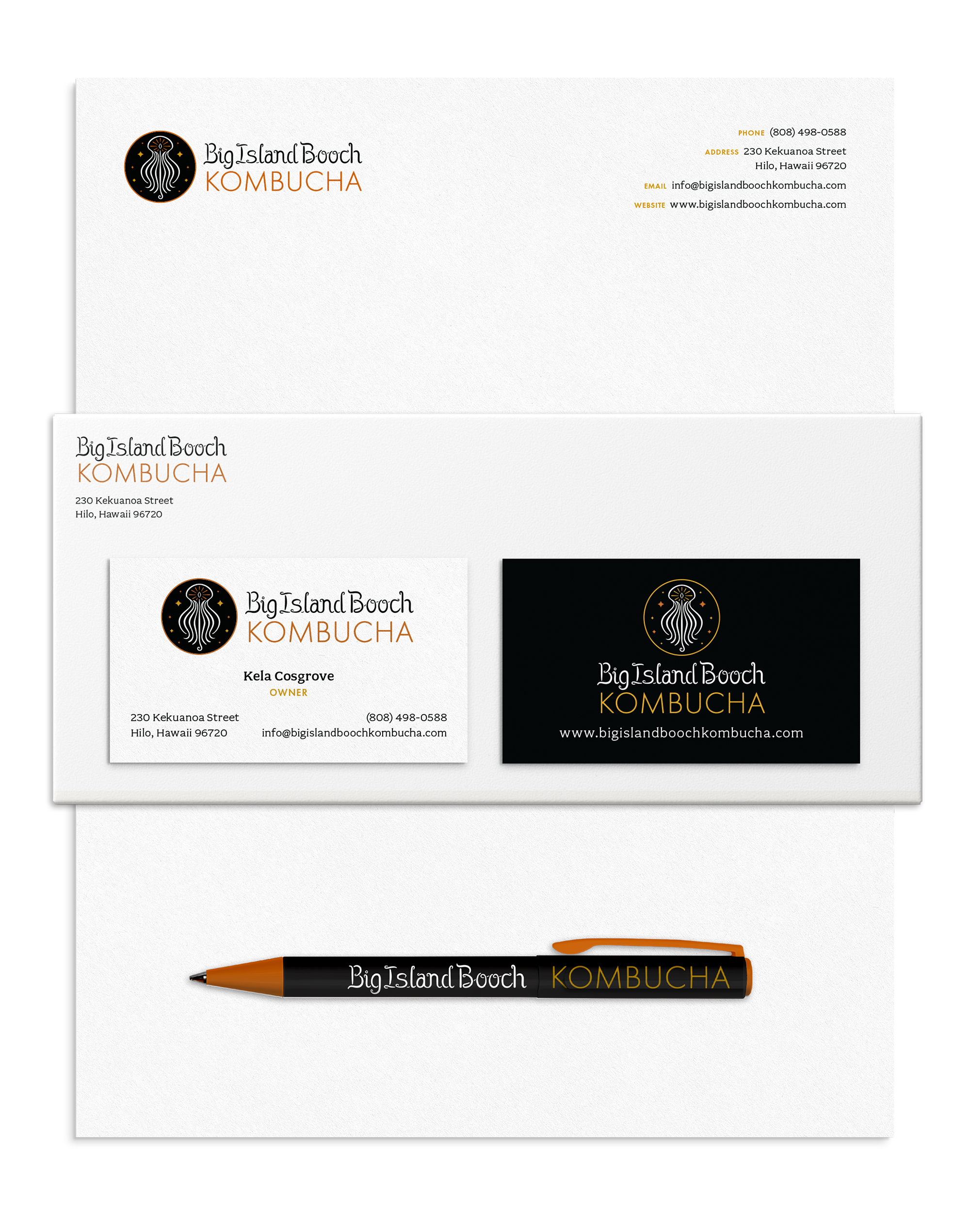 Business Stationery Set Designed for Big Island Booch Kombucha