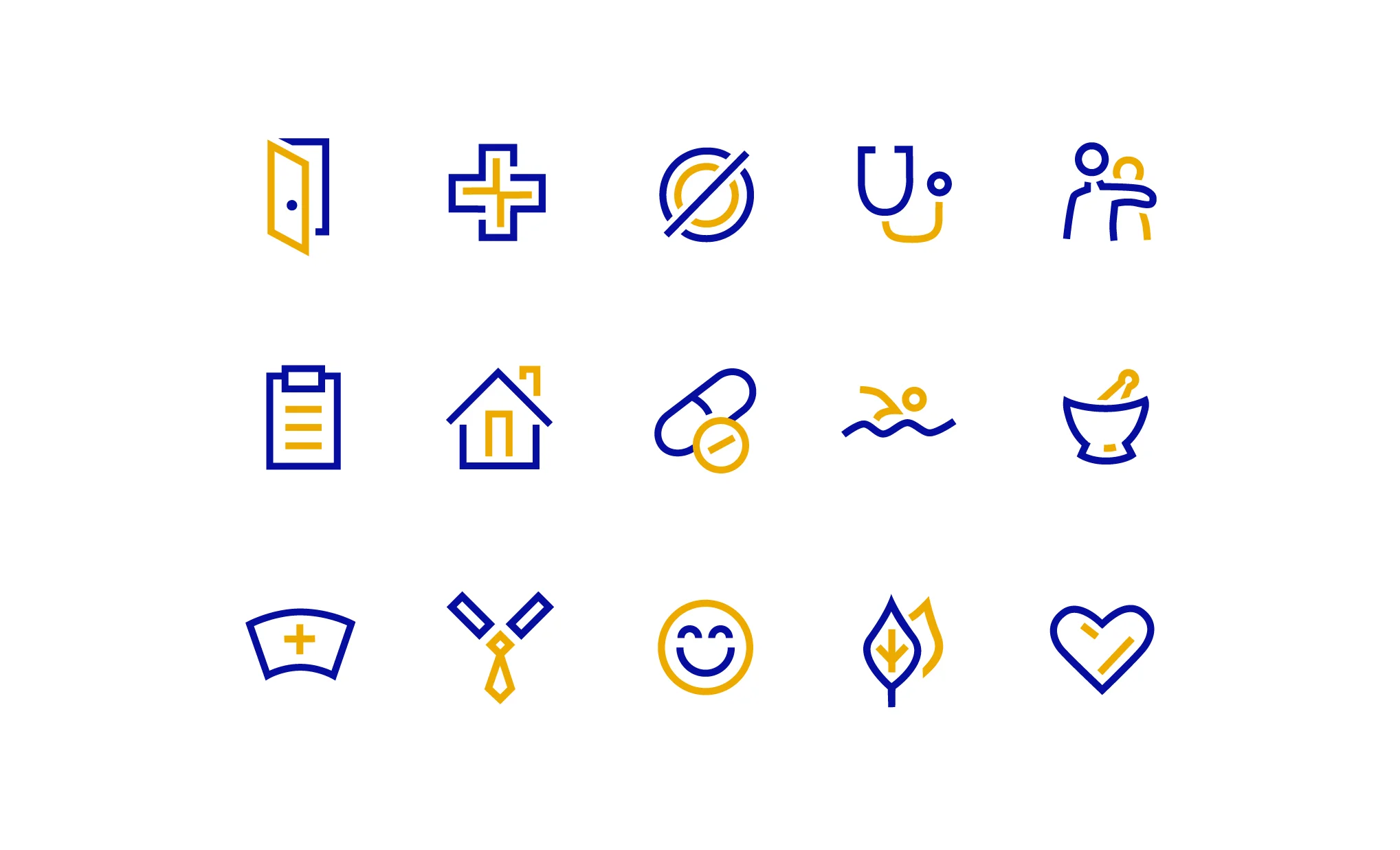  Web Icons for the ARC site representing a wide range of services and amenities, including inpatient treatment, drug treatment program management, sober living facilities, and an on-site pharmacy.  