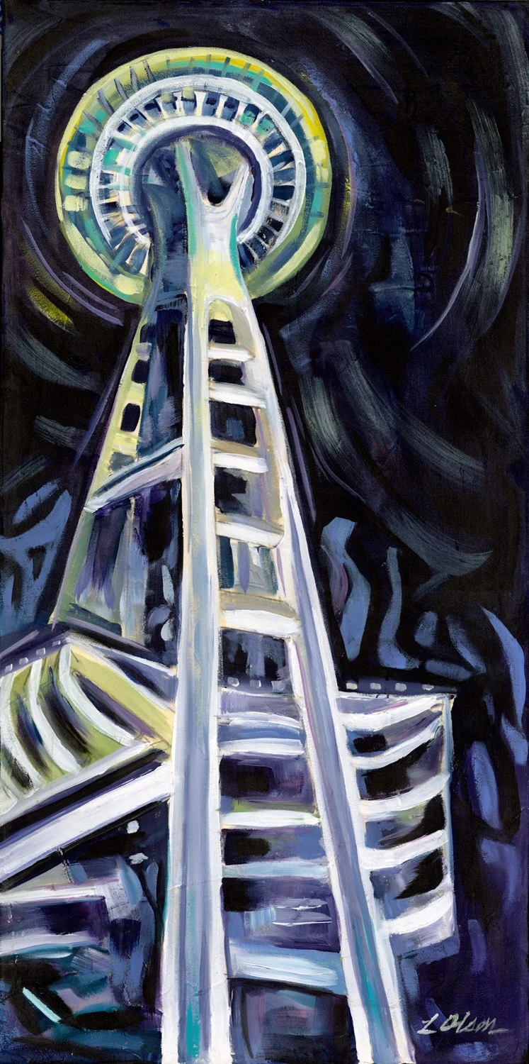 Space Needle in Blue and Green