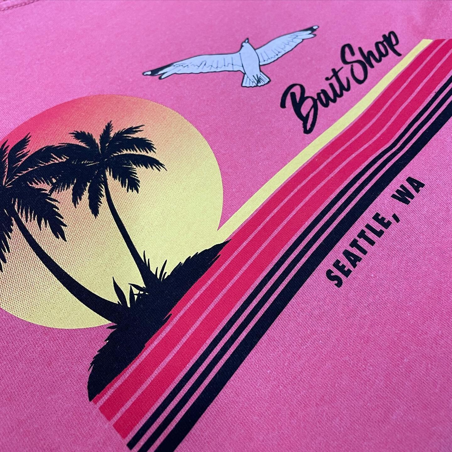 A @baitshopseattle classic returns, but even better! 4 colors on @comfort_colors watermelon tees 🍉
.
.
.
#waterbasedink #waterbasedprinting #seattle #seattlescreenprinting  #womeninprint #womeninprintmaking #womenwhoprint #roq #smallbusiness #seattl