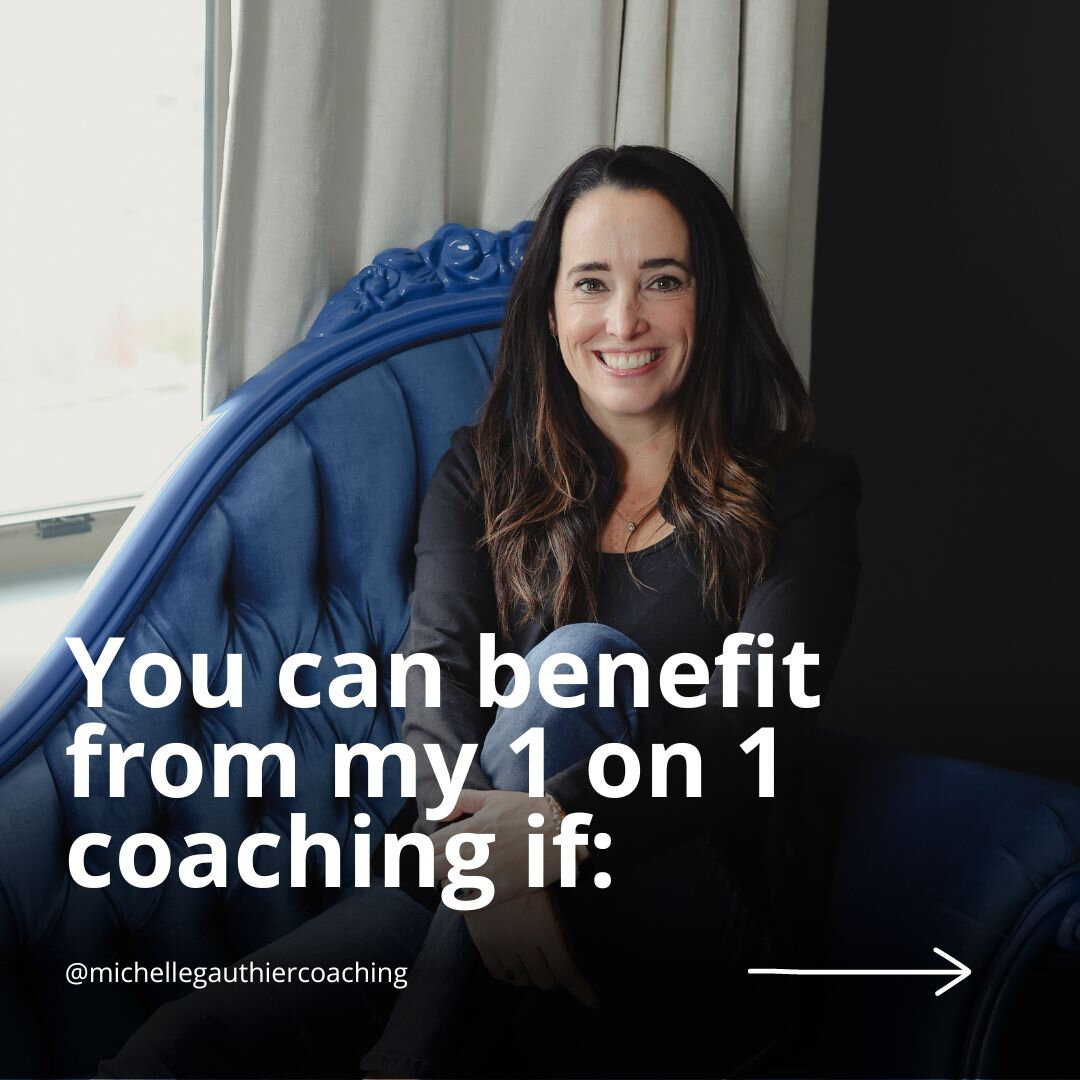 Do any of these resonate with you? ​​​​​​​​​
If any of the statements in this carousel (or all of them!) resonate with you, I can help. I currently have two open spots for 1 on 1 coaching. Is one of them calling your name?

If you want to change your
