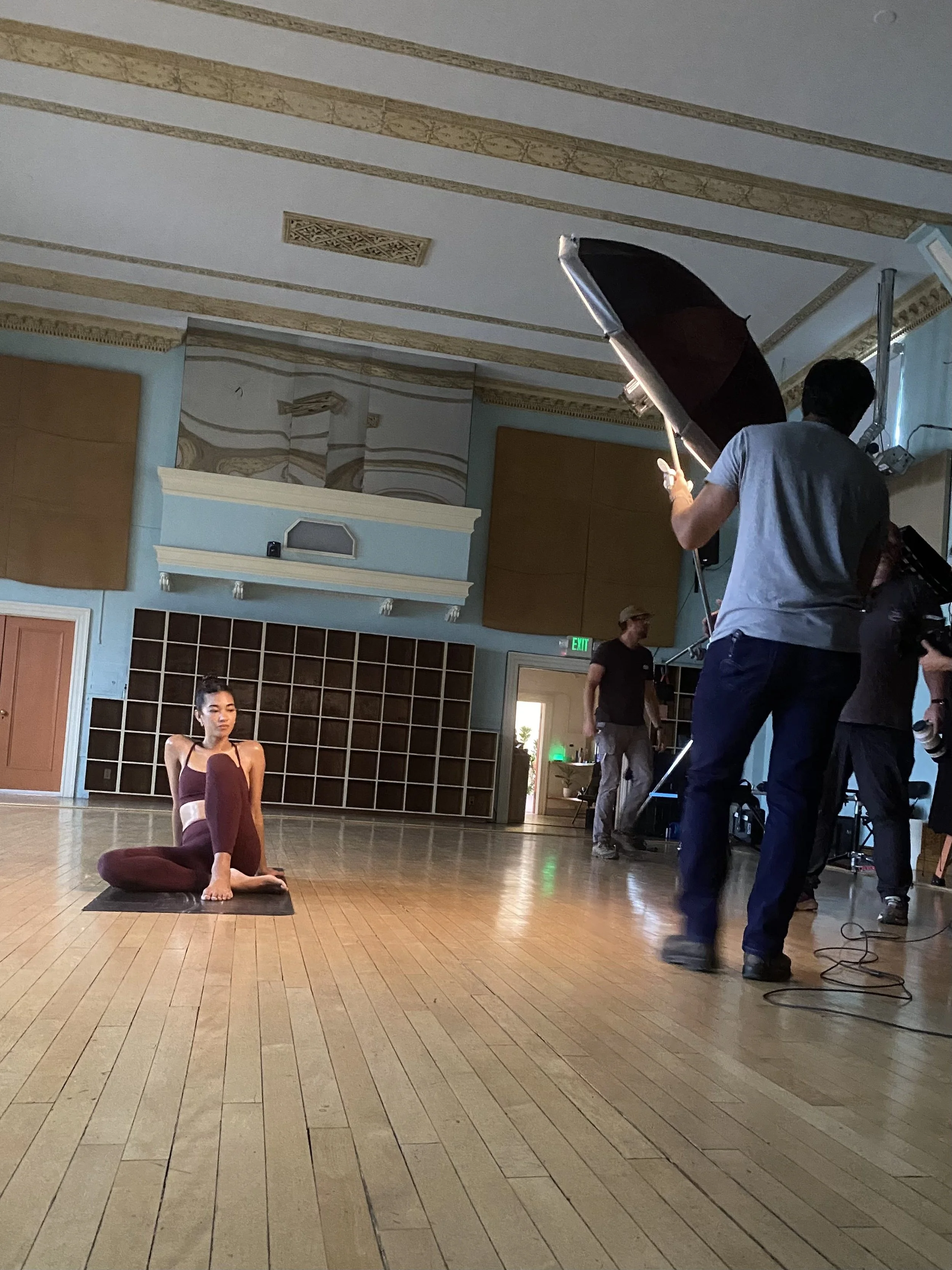Mary Polizzotti providing movement direction for a Lululemon photoshoot
