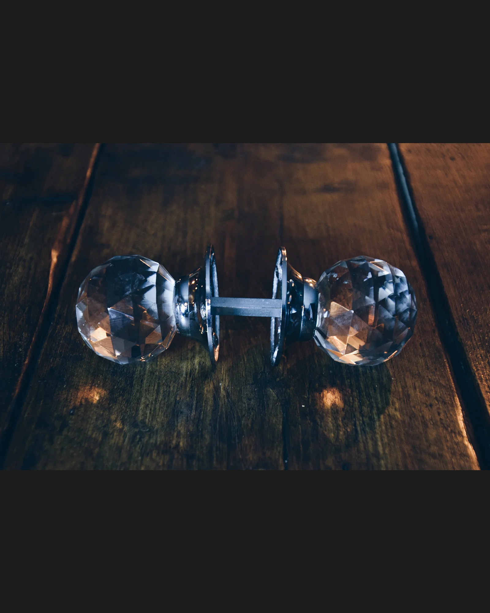 Glass Door Knob Set with Chrome Base