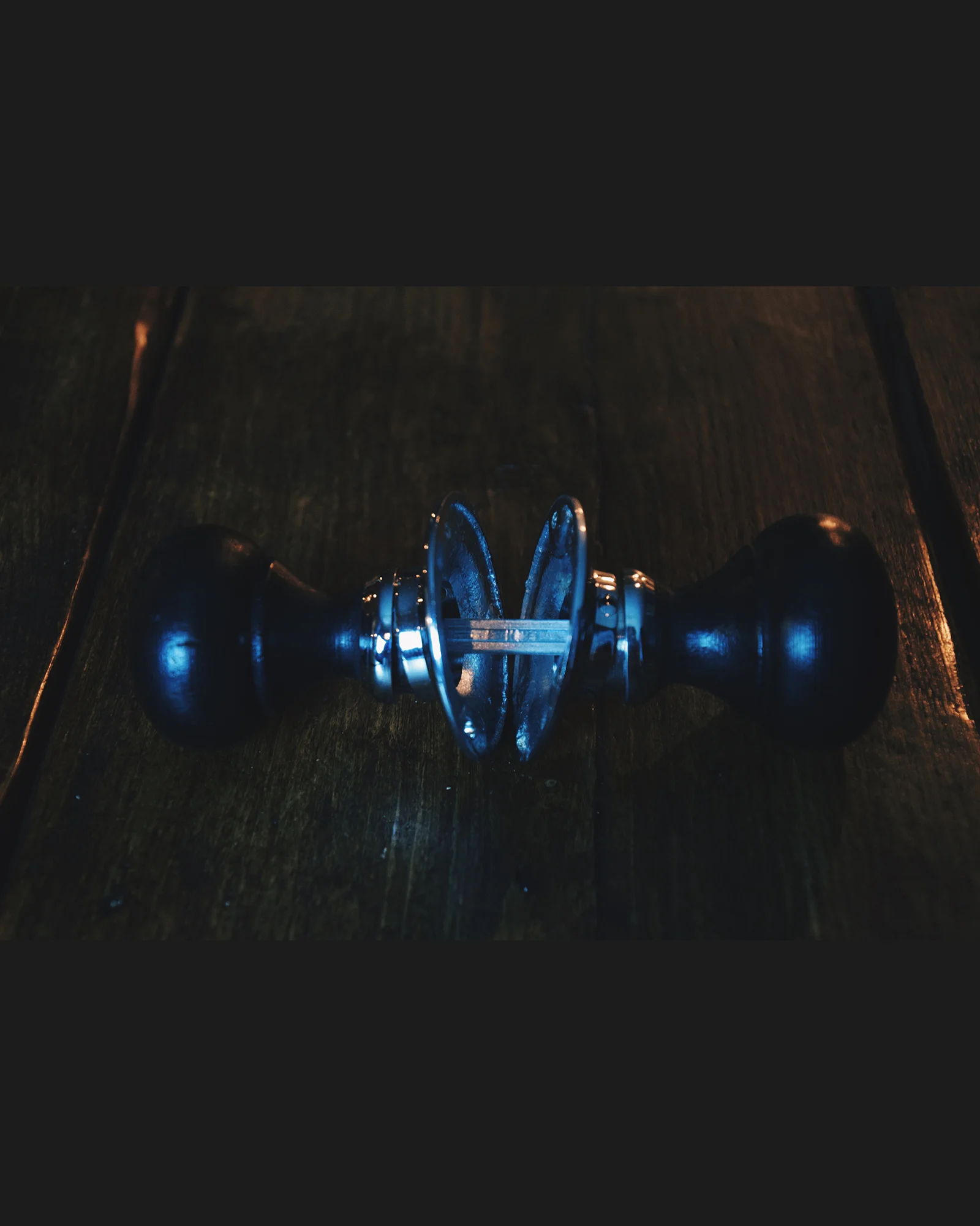 Ebonised Wooden Knob (Chrome Collars)