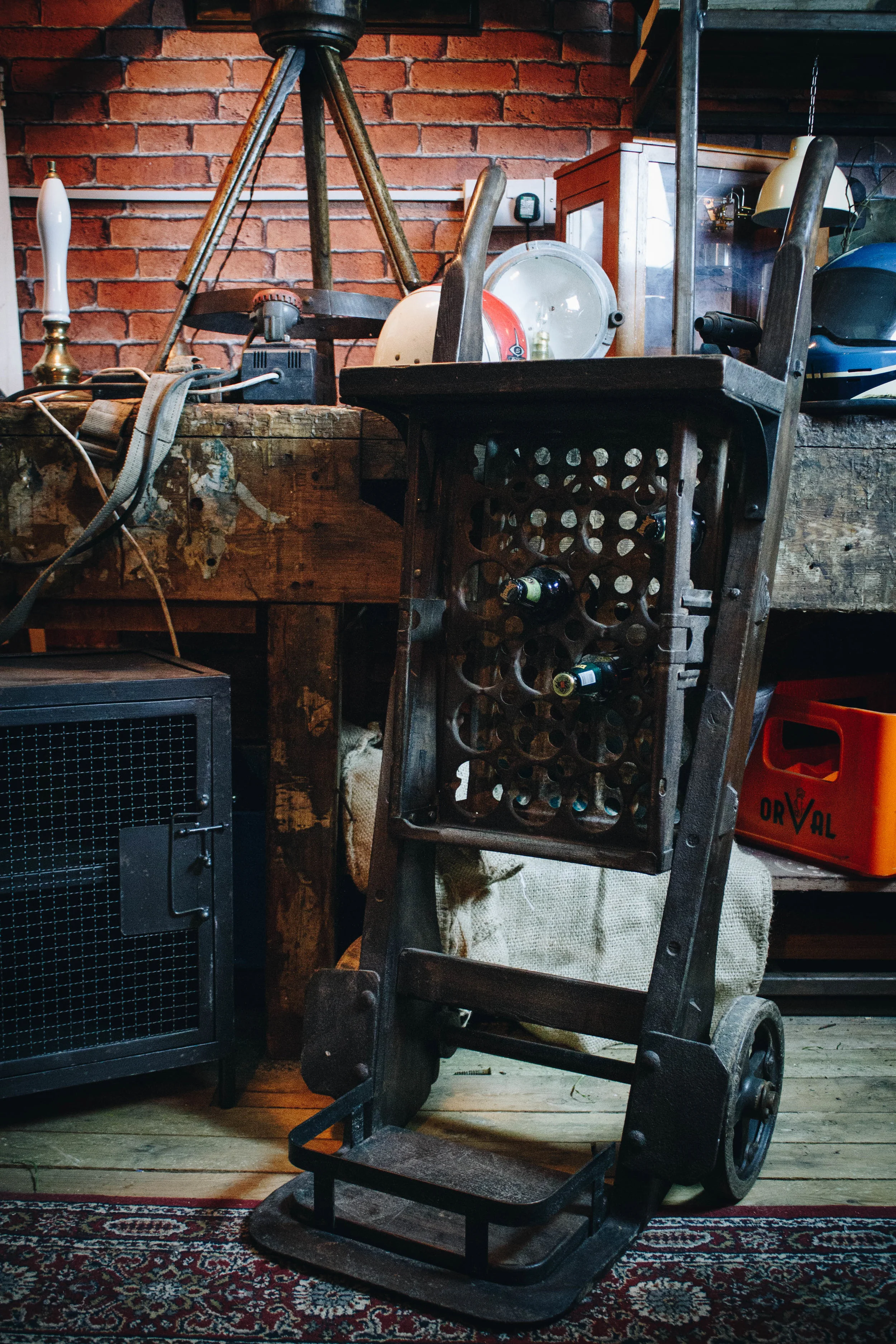 Converted Vintage sack trolley with Beer Crate and Shelf