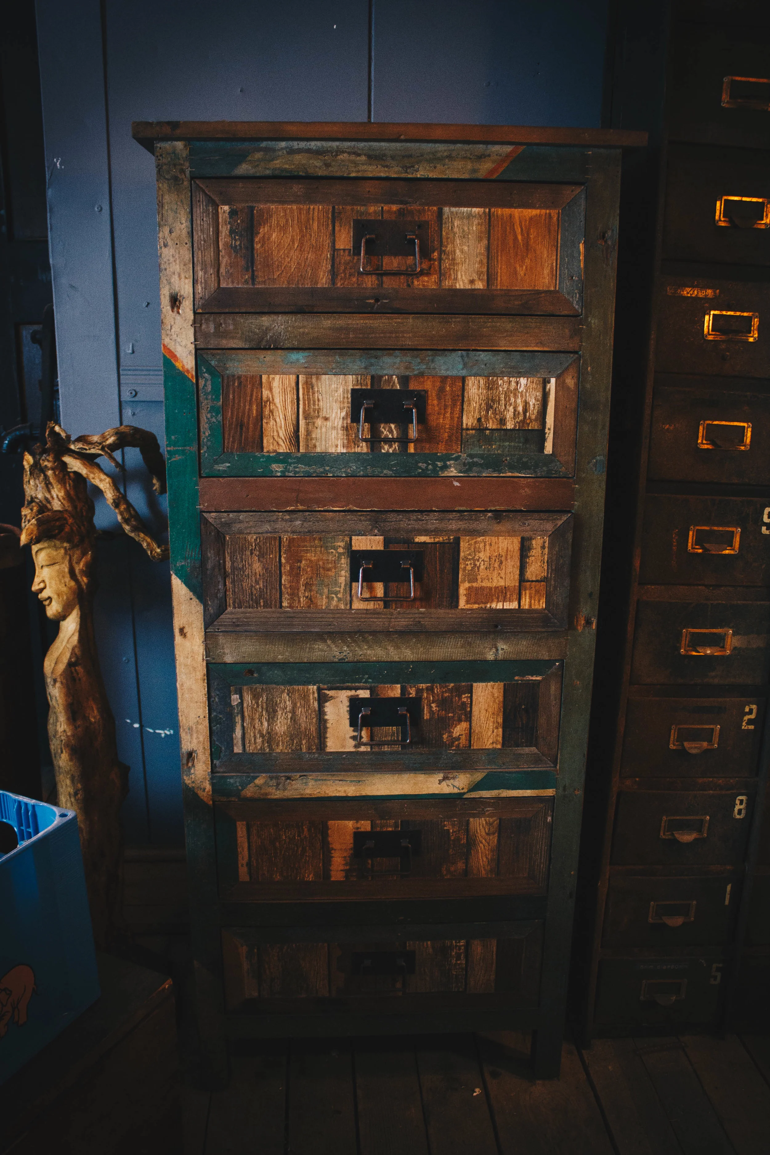 Tall Wooden Storage Unit with Six Drawers