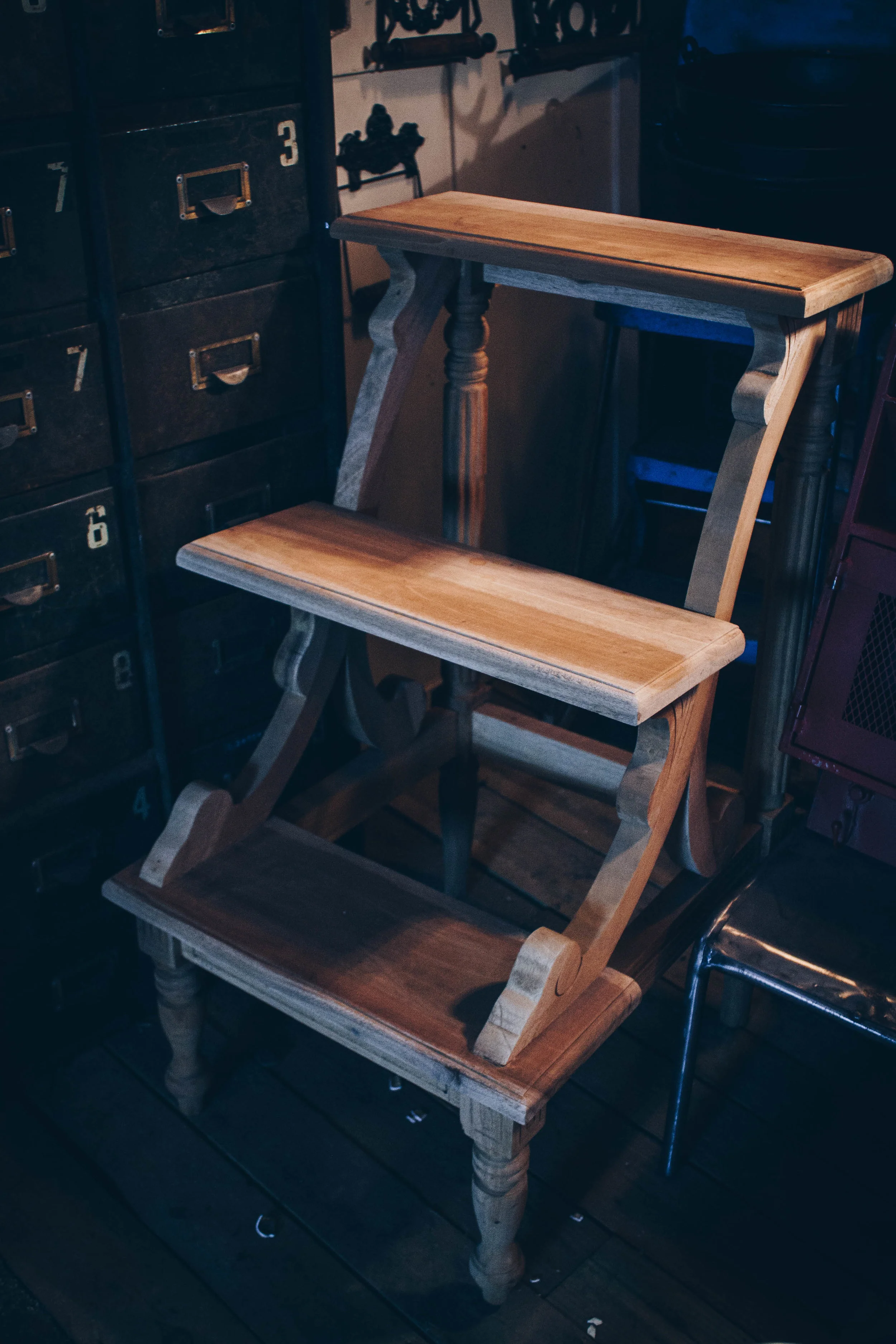 Mahogany Plant Stand Library Steps or Shop Display