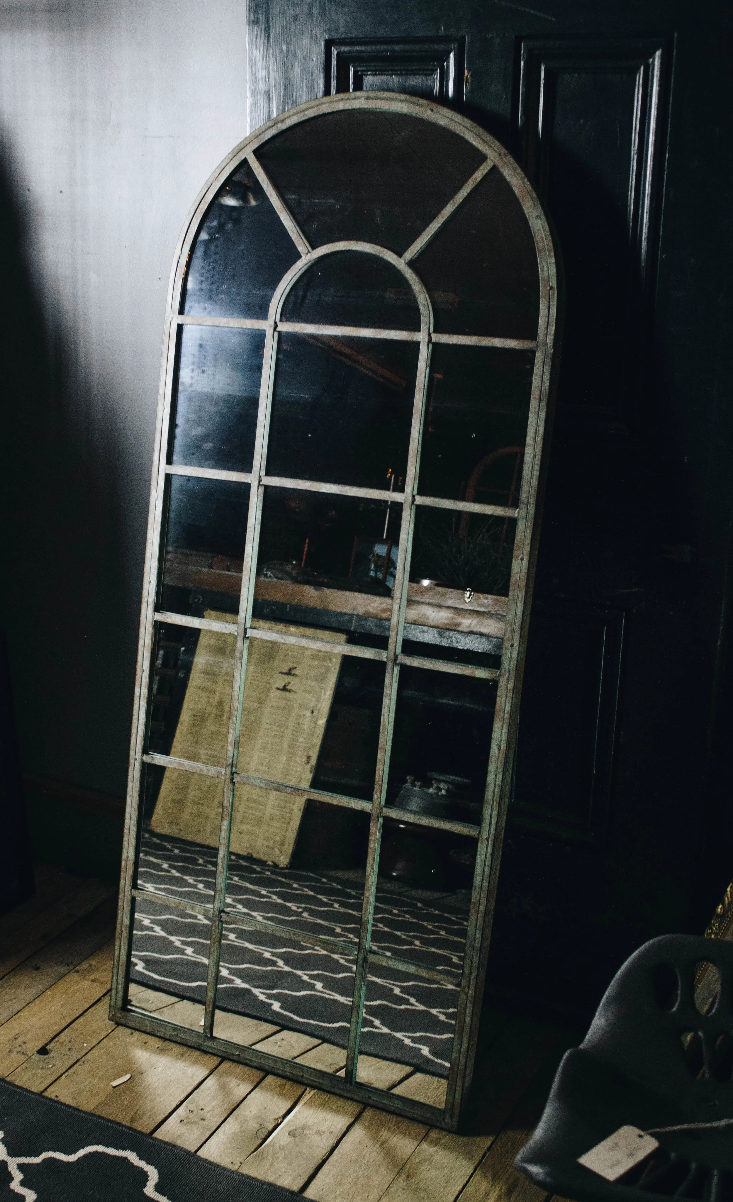 Large Industrial Arch Window Mirror