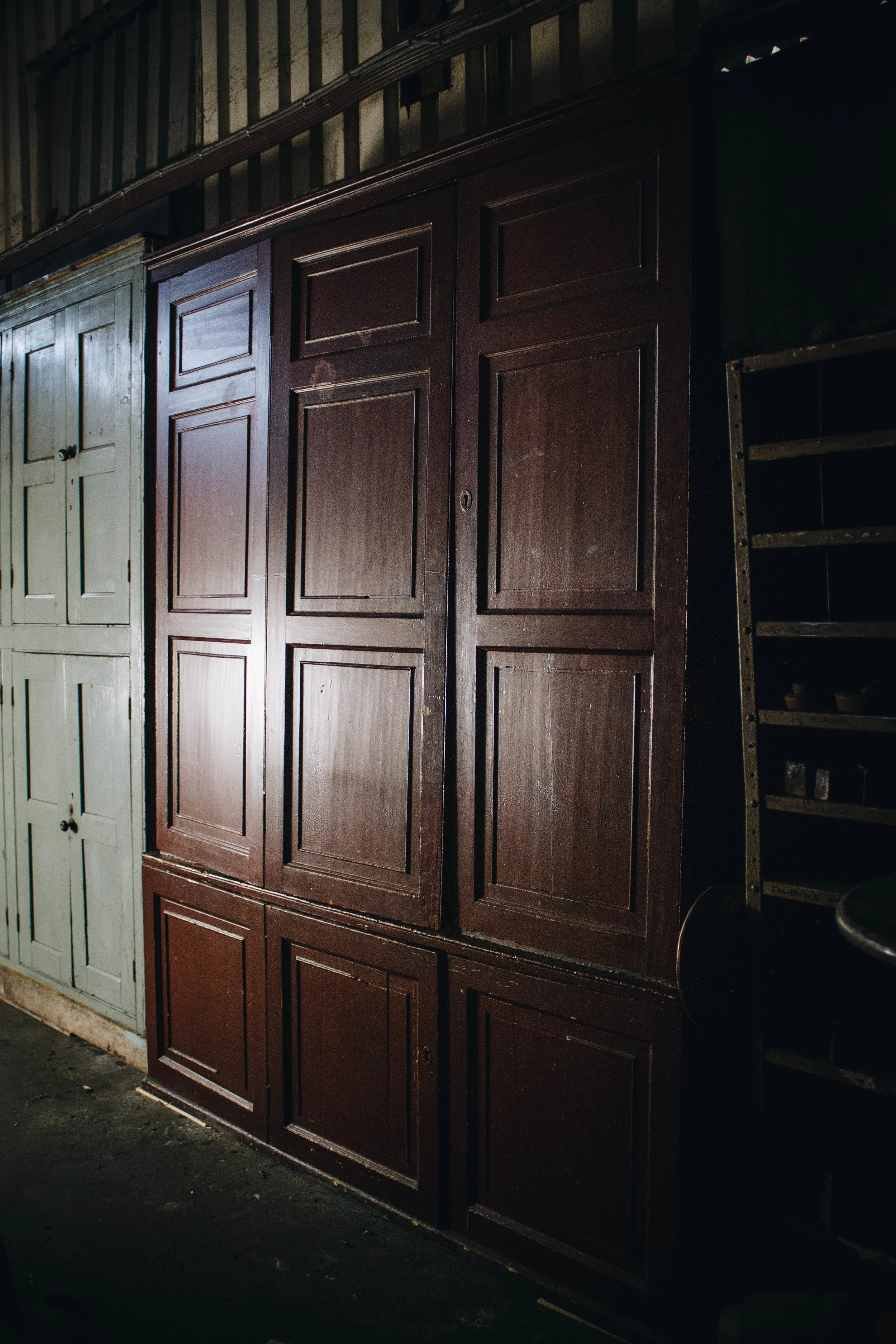 Large Edwardian Pine Cupboard with Folding Doors