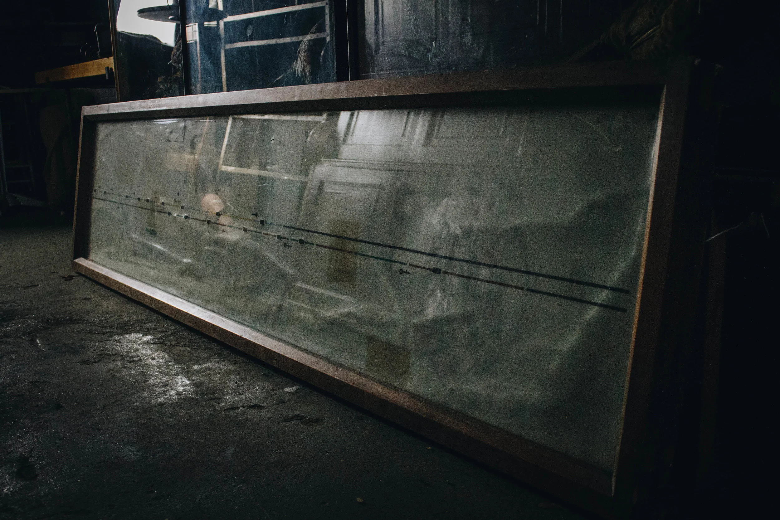 Vintage Train Station Switch Board with Mahogany Frame