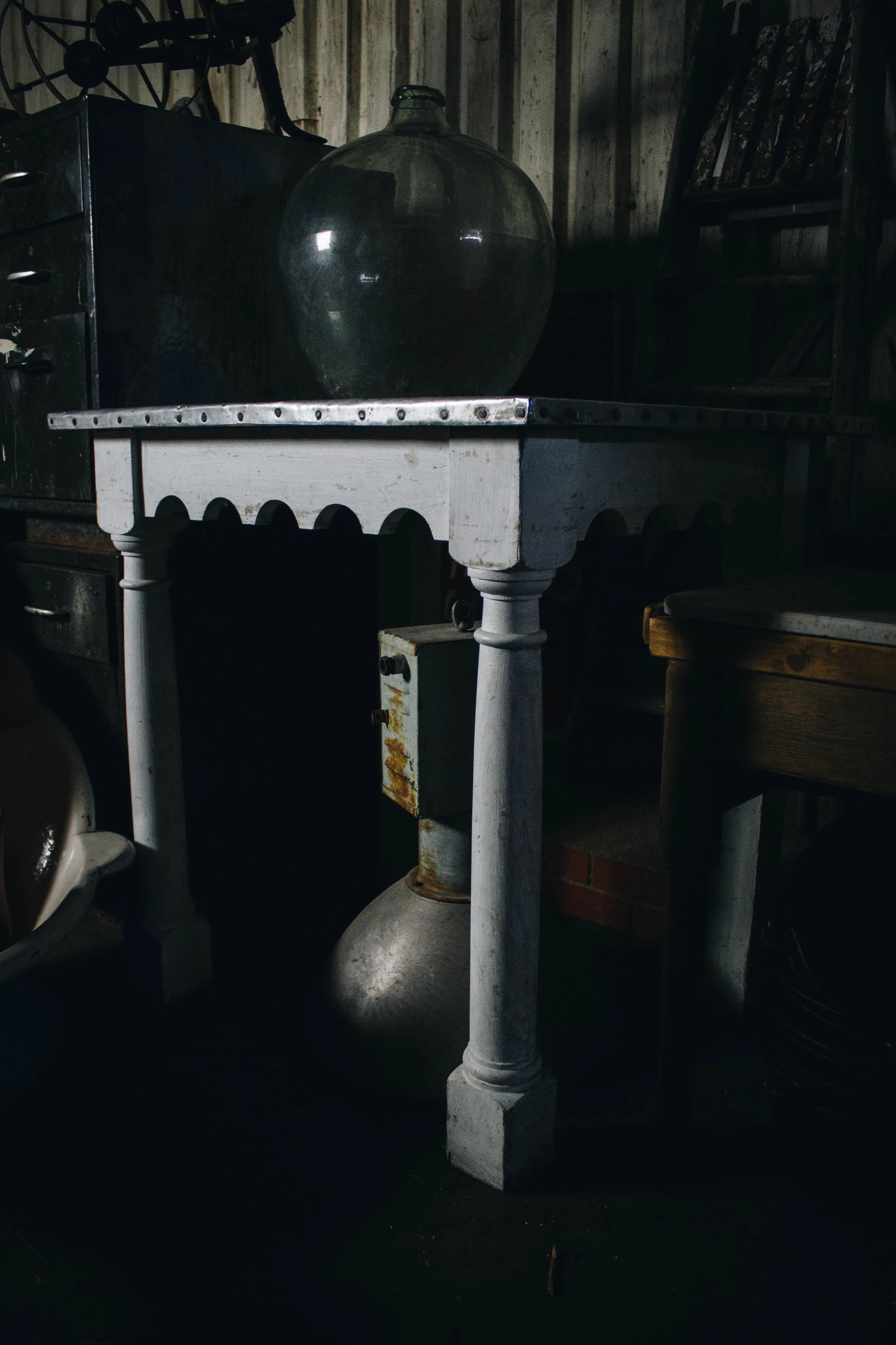 Painted Island with Pressed Zinc Top