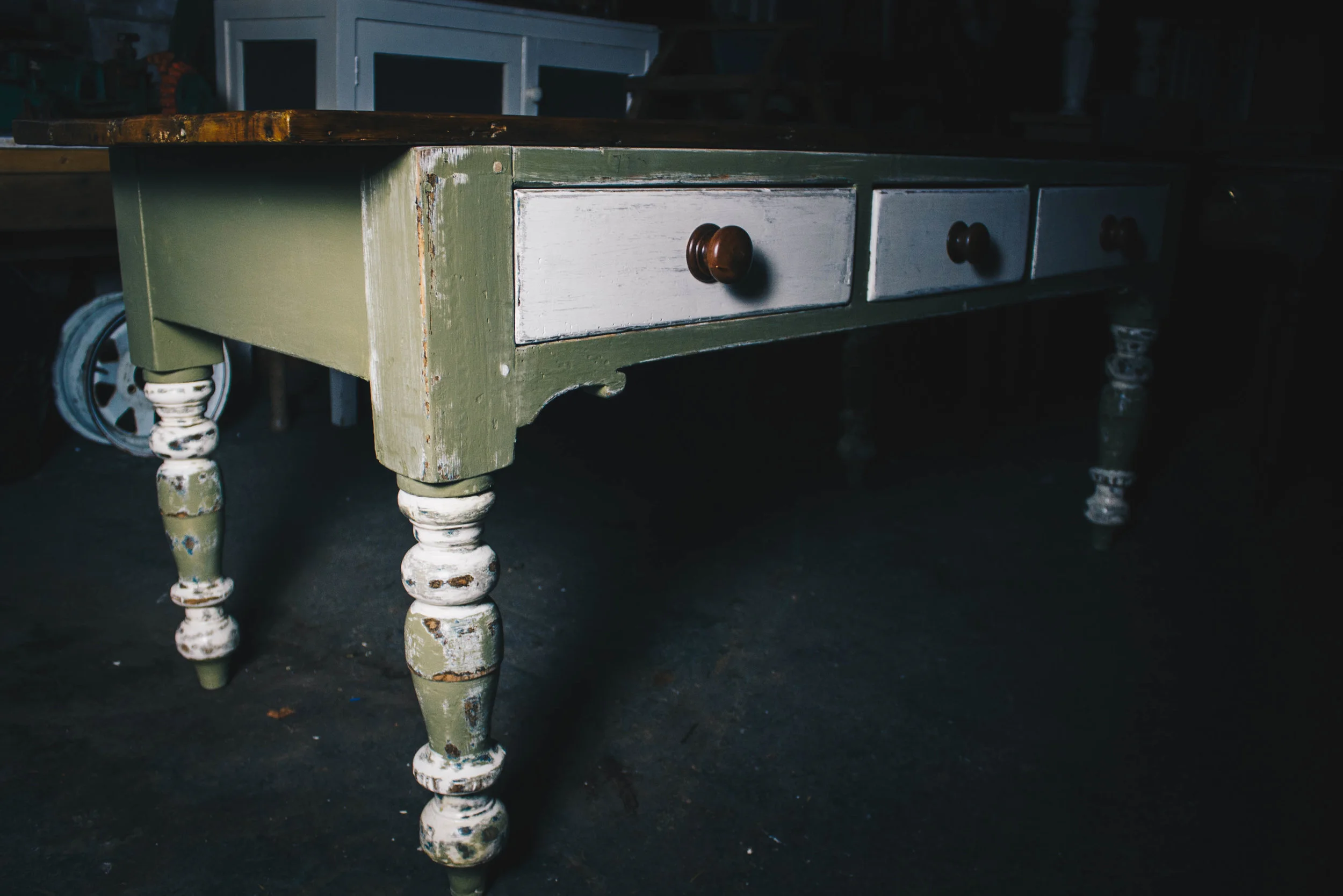 19th Century Painted Pine Serving Table