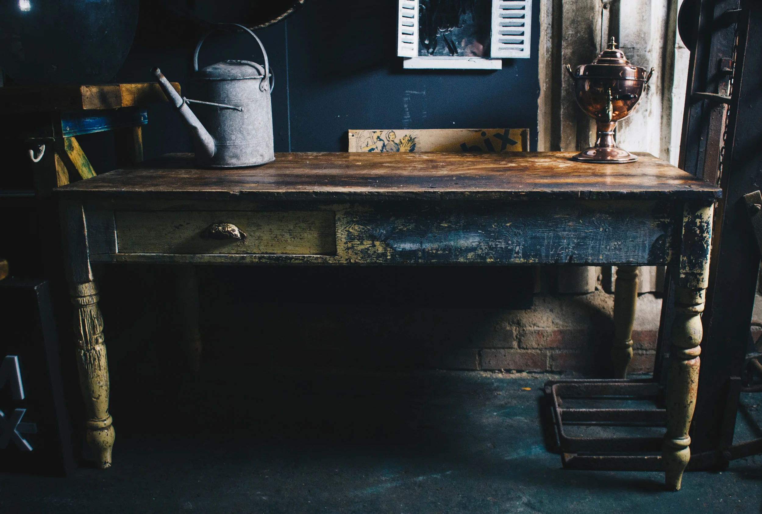 Victorian Pine Table with Original Paint