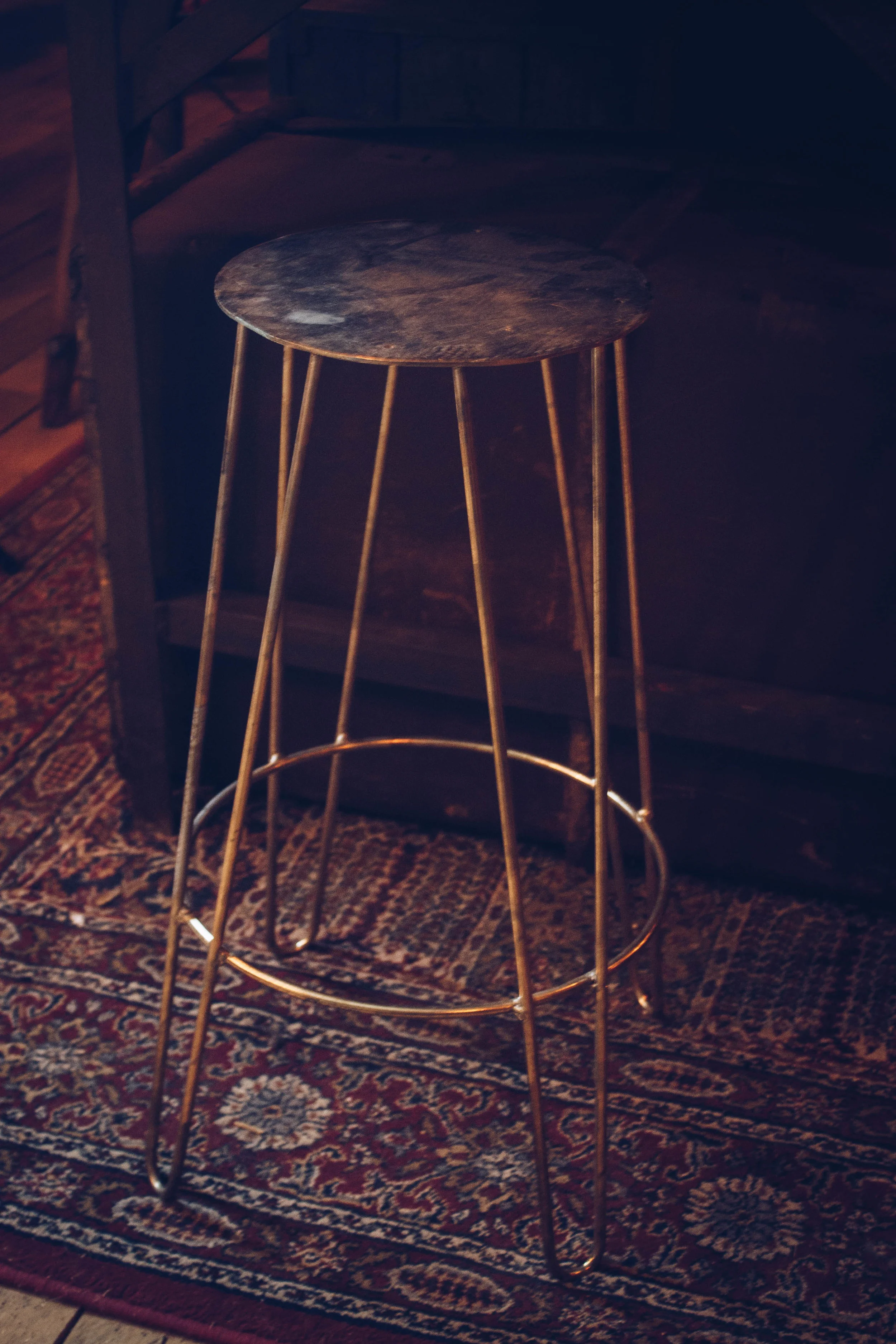 Brass Finish Hairpin Leg Stool