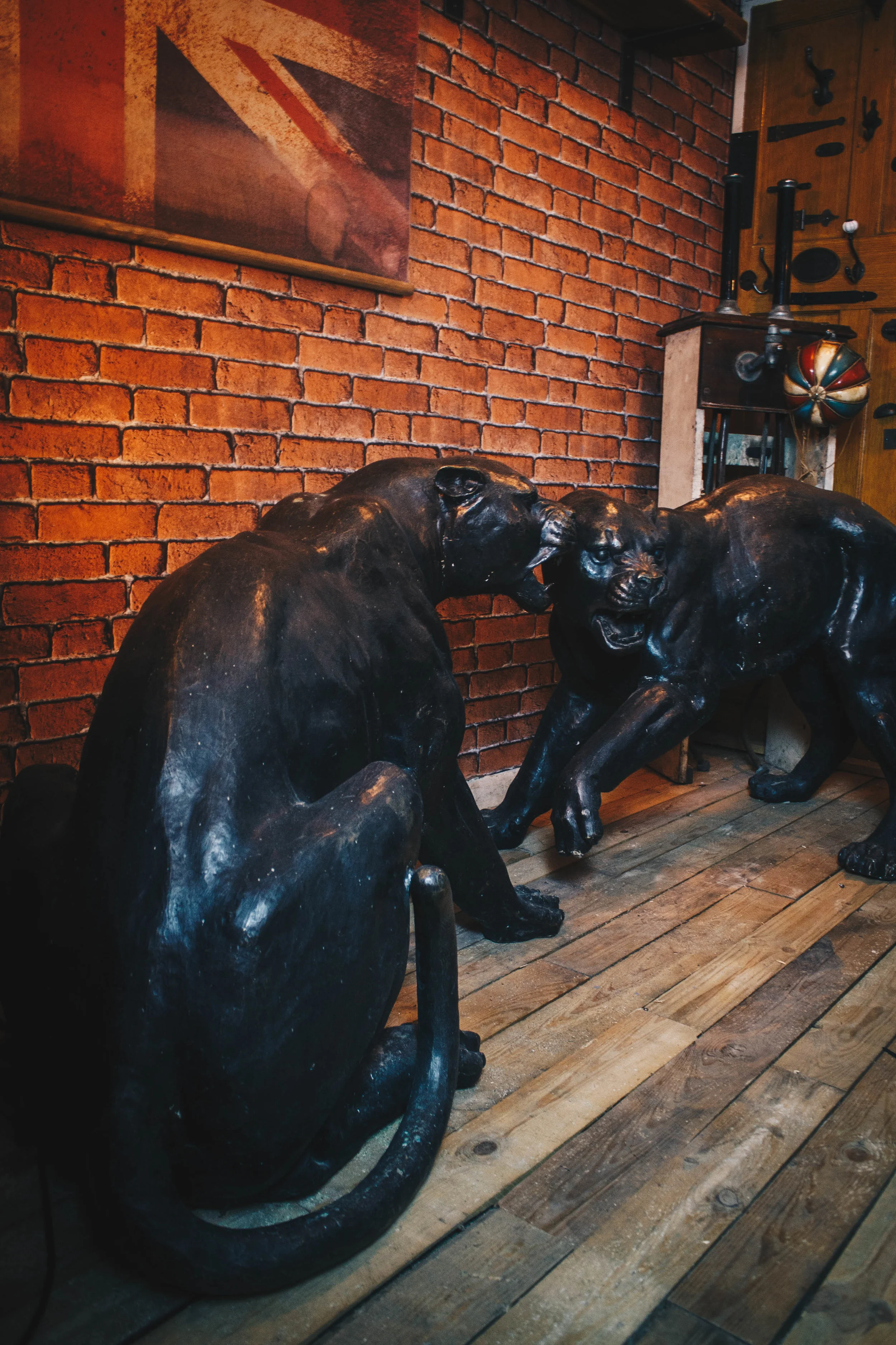 Pair of Bronze Life Size Panthers